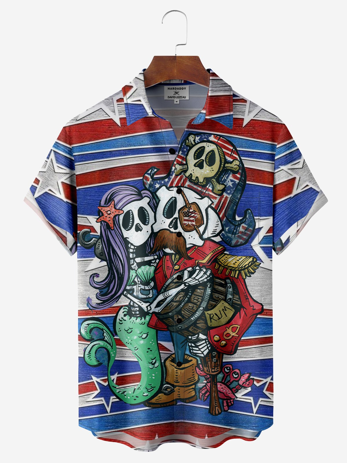 Captain and American Flag Hawaiian Shirt By David Lozeau