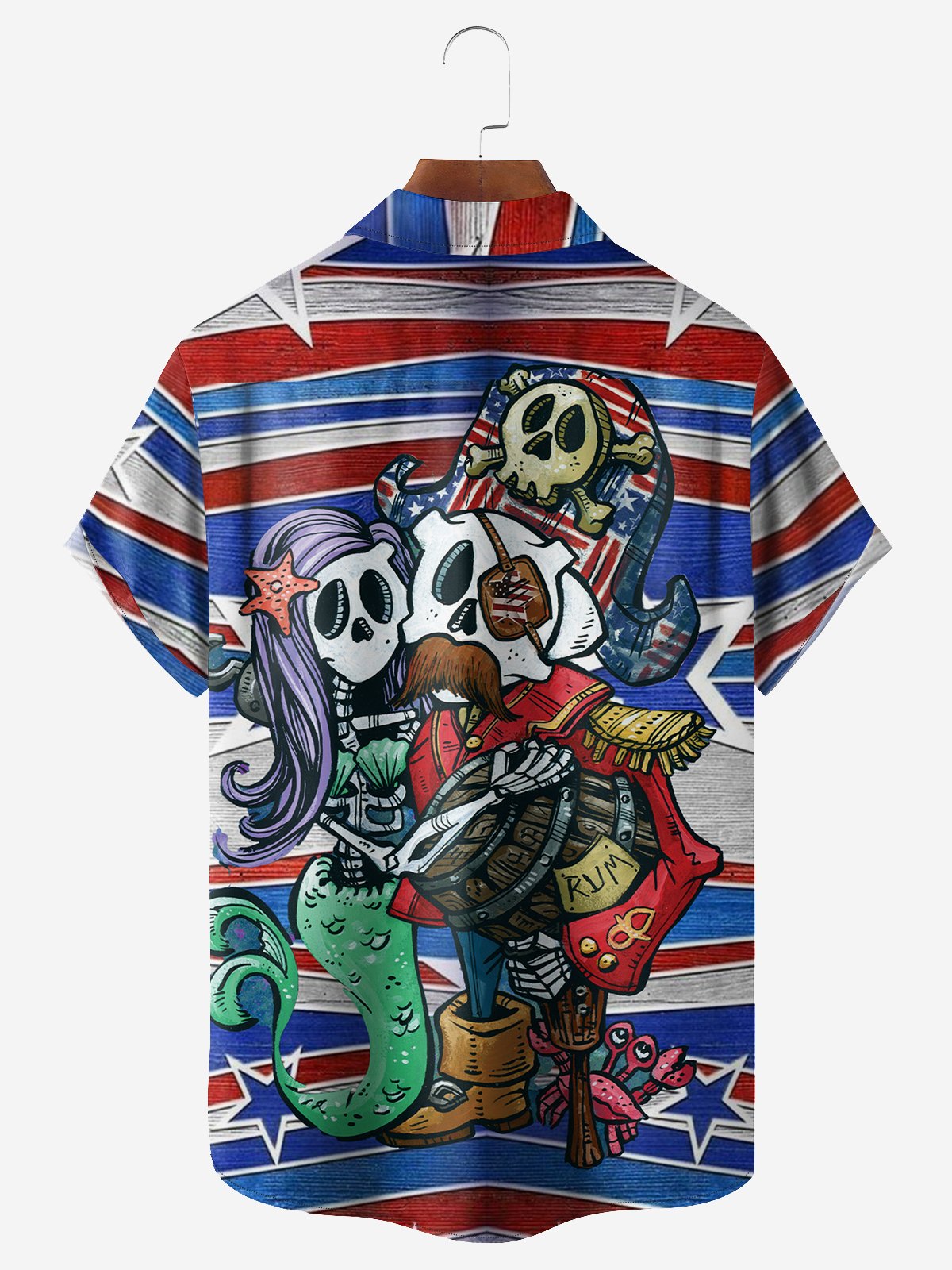 Captain and American Flag Hawaiian Shirt By David Lozeau