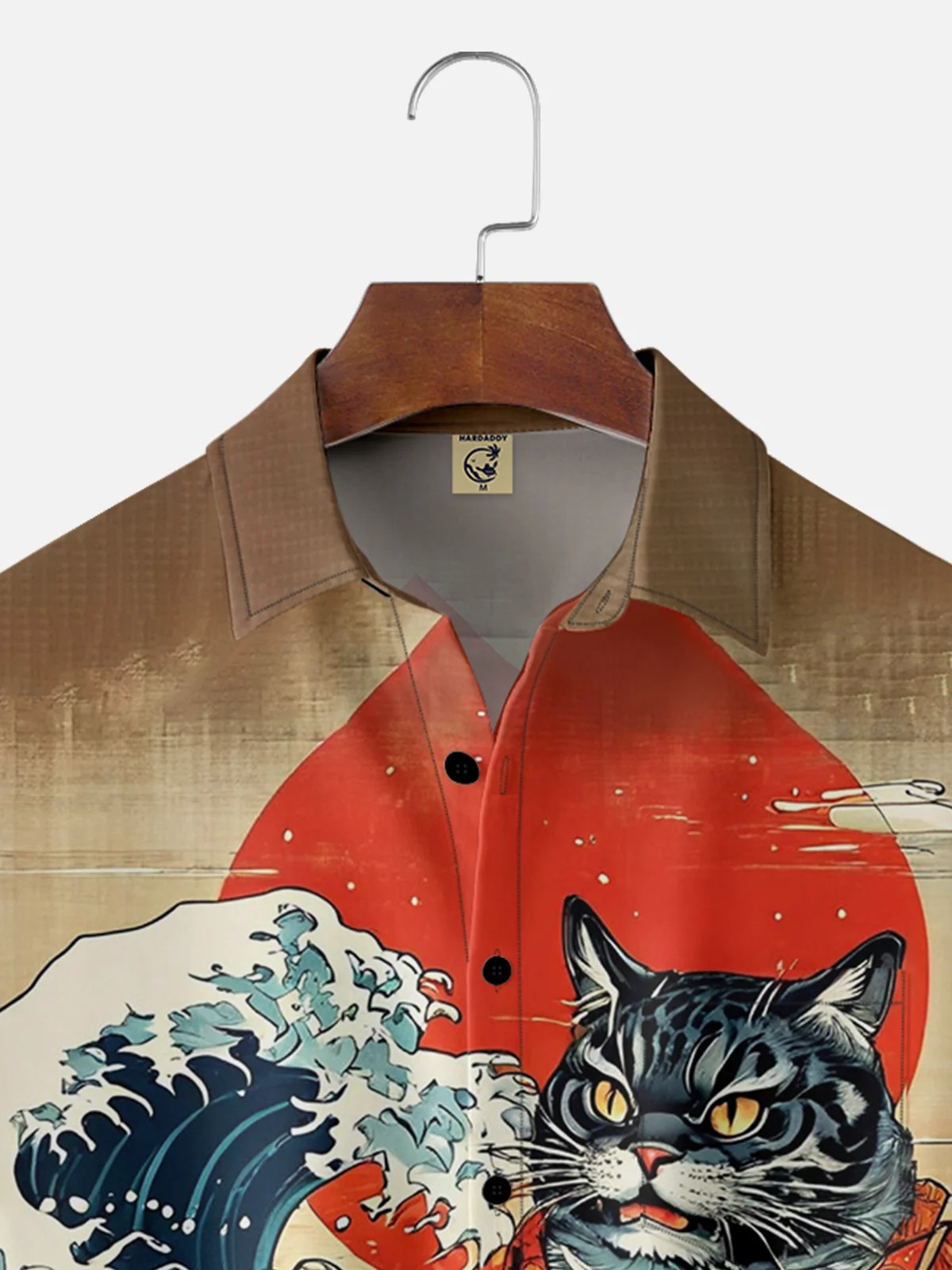 Moisture-wicking Ukiyo-e Cat Chest Pocket Hawaiian Shirt