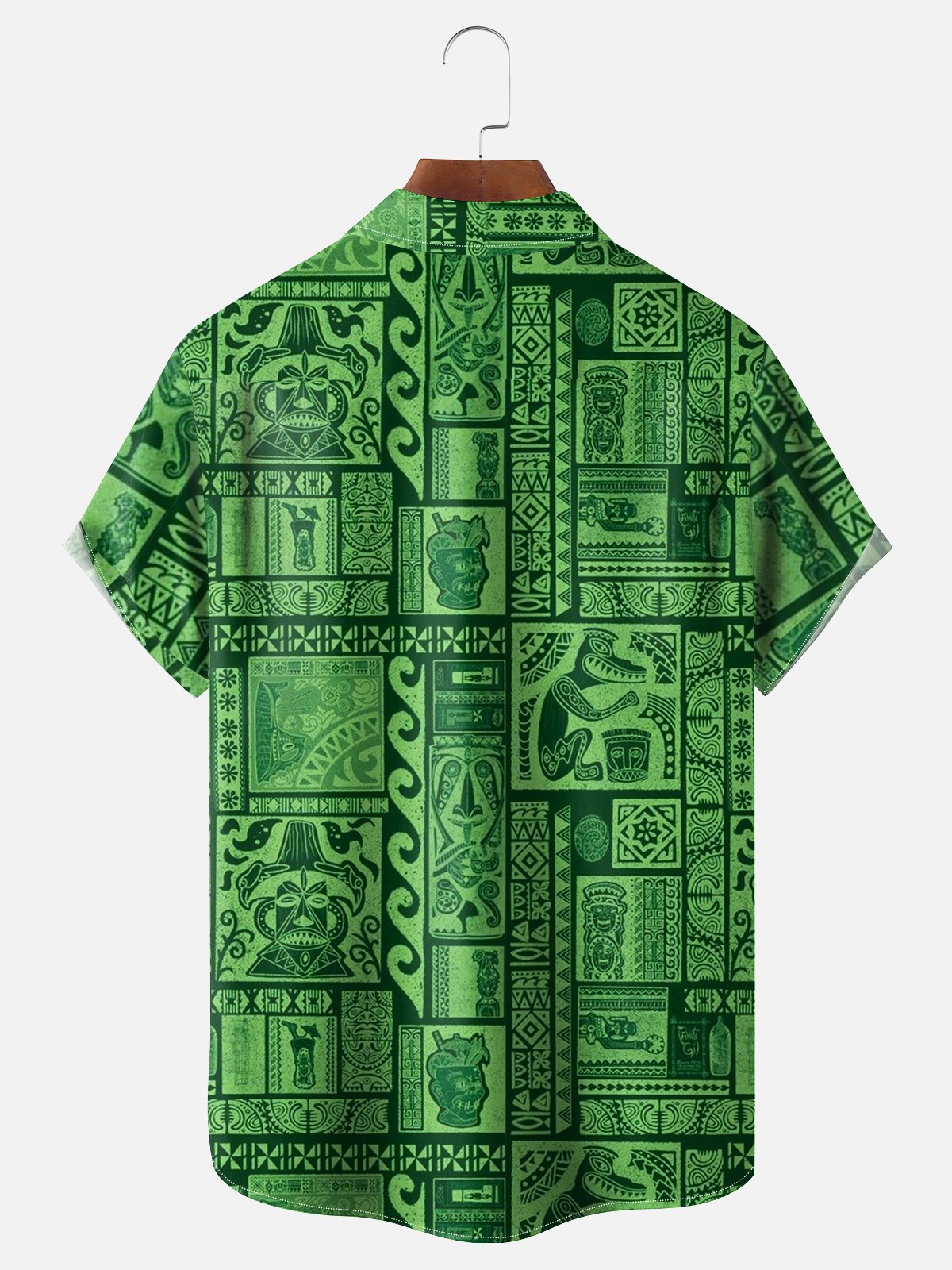 Moisture-wicking Tiki Art Painting Chest Pocket Hawaiian Shirt