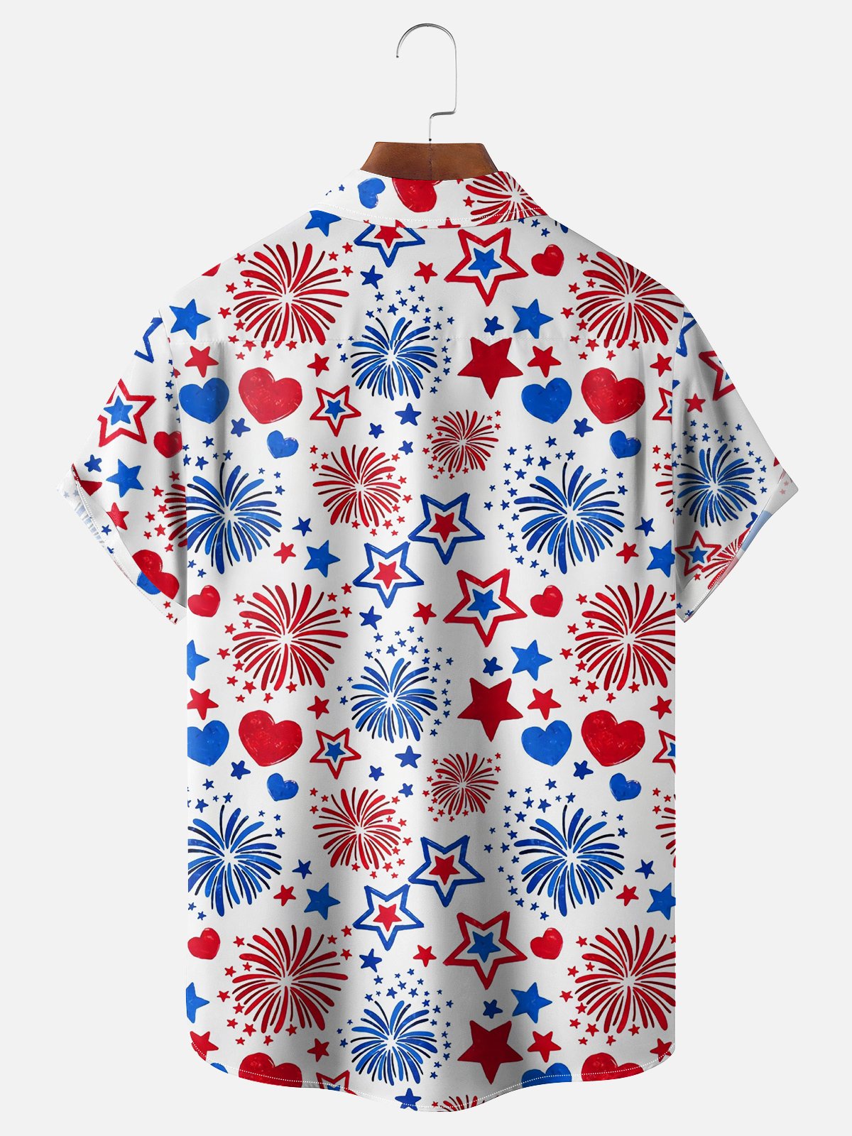 Moisture-wicking American Flag Chest Pocket Hawaiian Shirt