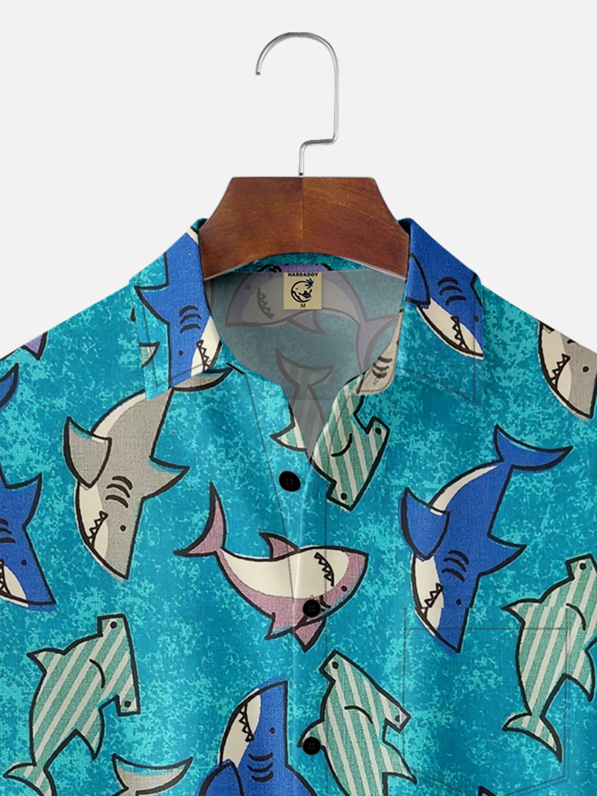 Moisture-wicking Shark Chest Pocket Hawaiian Shirt