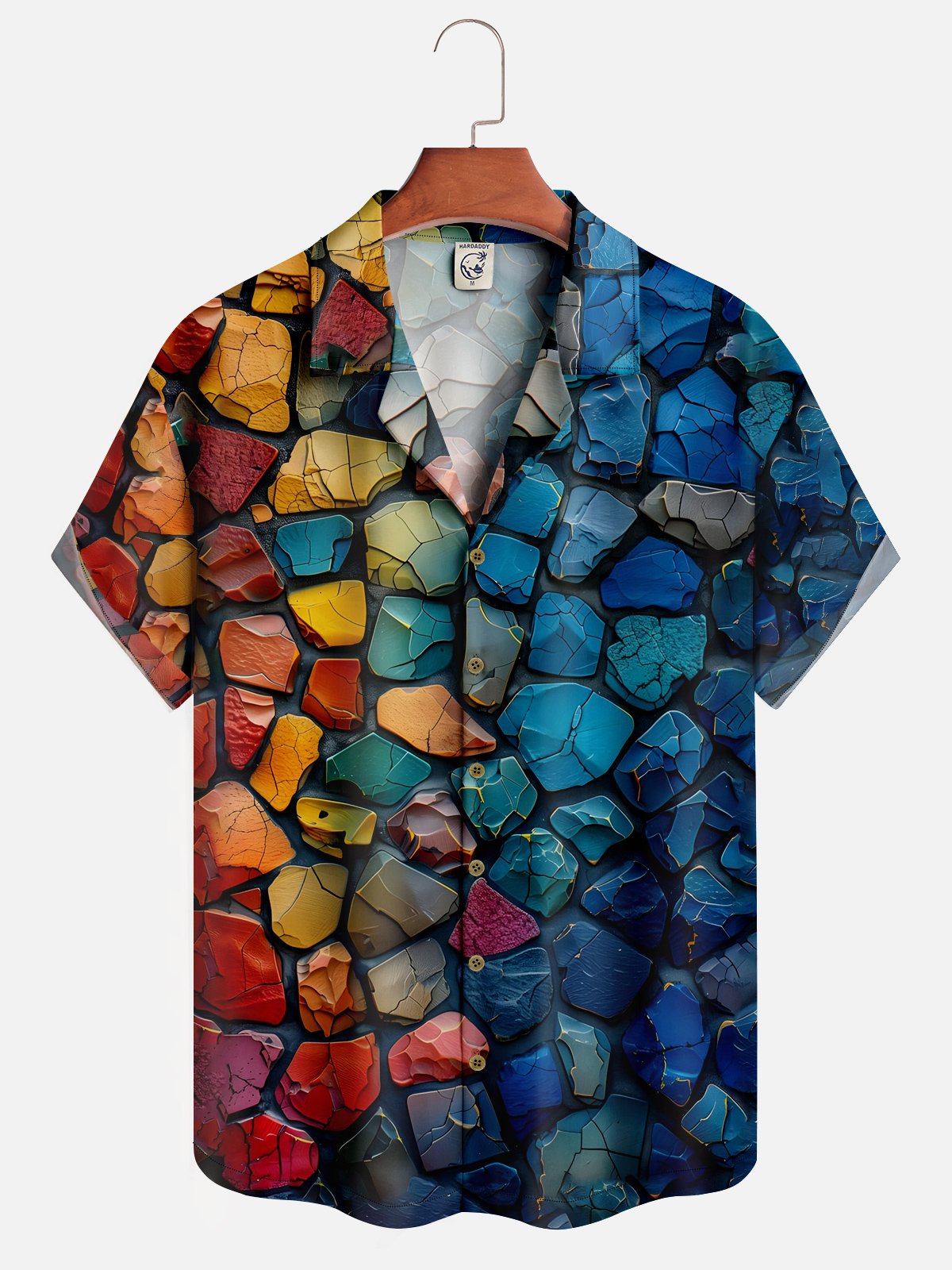 Moisture-wicking Colorful Rock Illustration Hawaiian Shirt