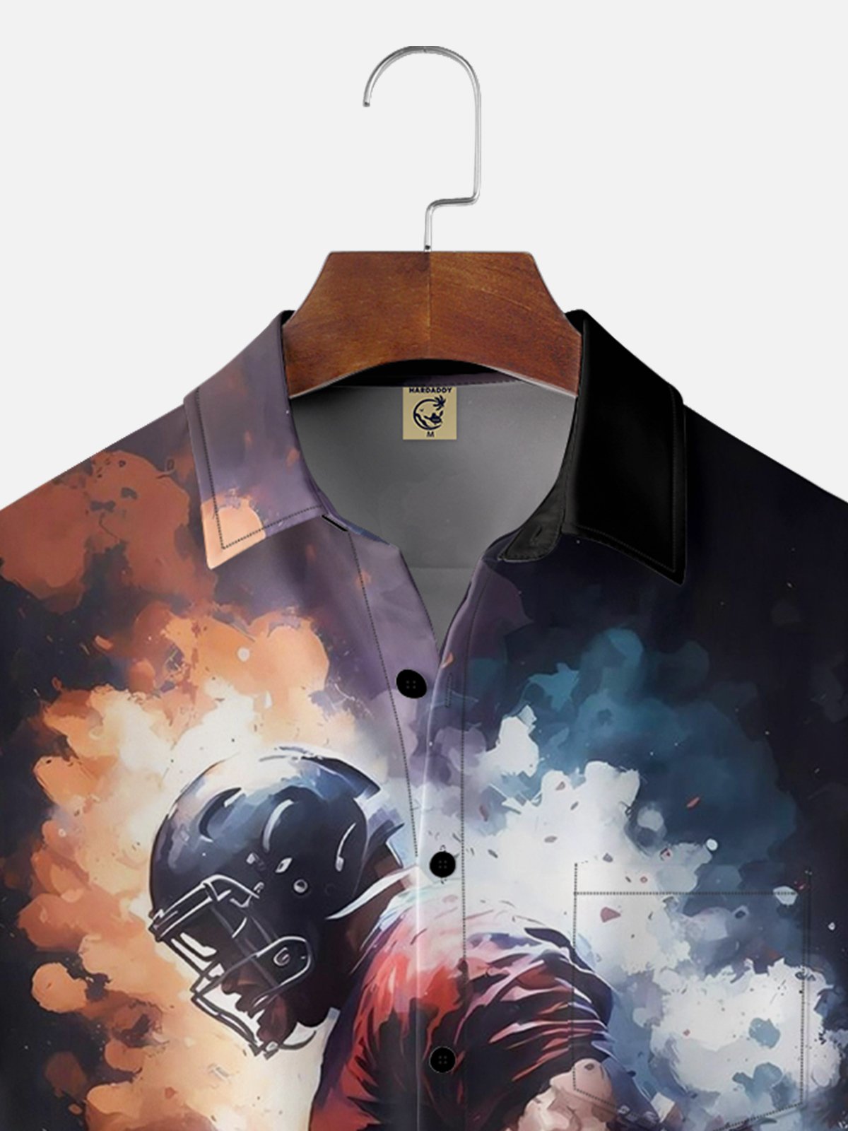 Moisture-wicking American Football Art Painting Chest Pocket Hawaiian Shirt