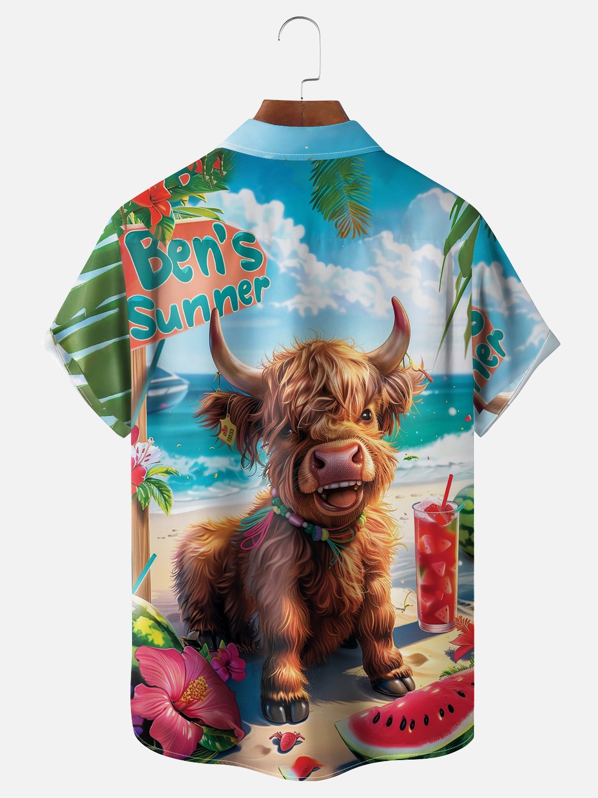 Moisture Wicking Cow Vacation Hawaiian Shirt