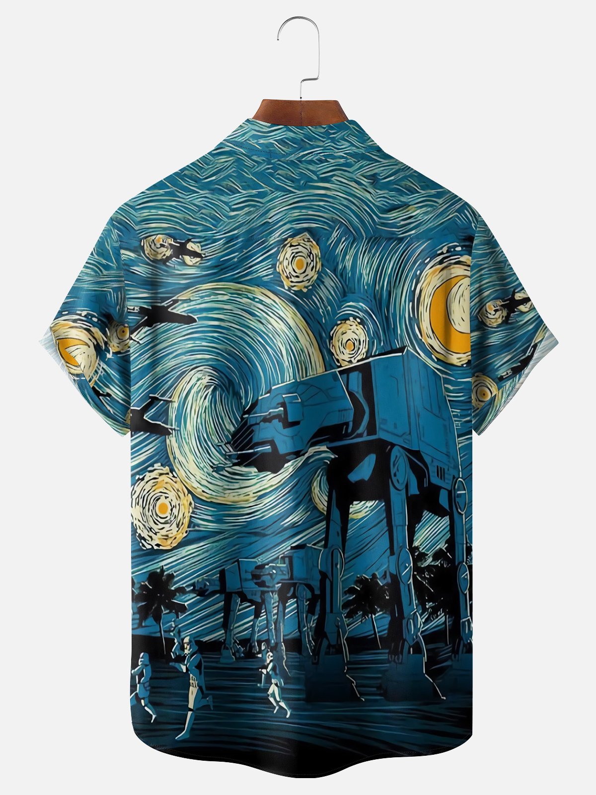 Moisture-wicking Art Painting Chest Pocket Hawaiian Shirt