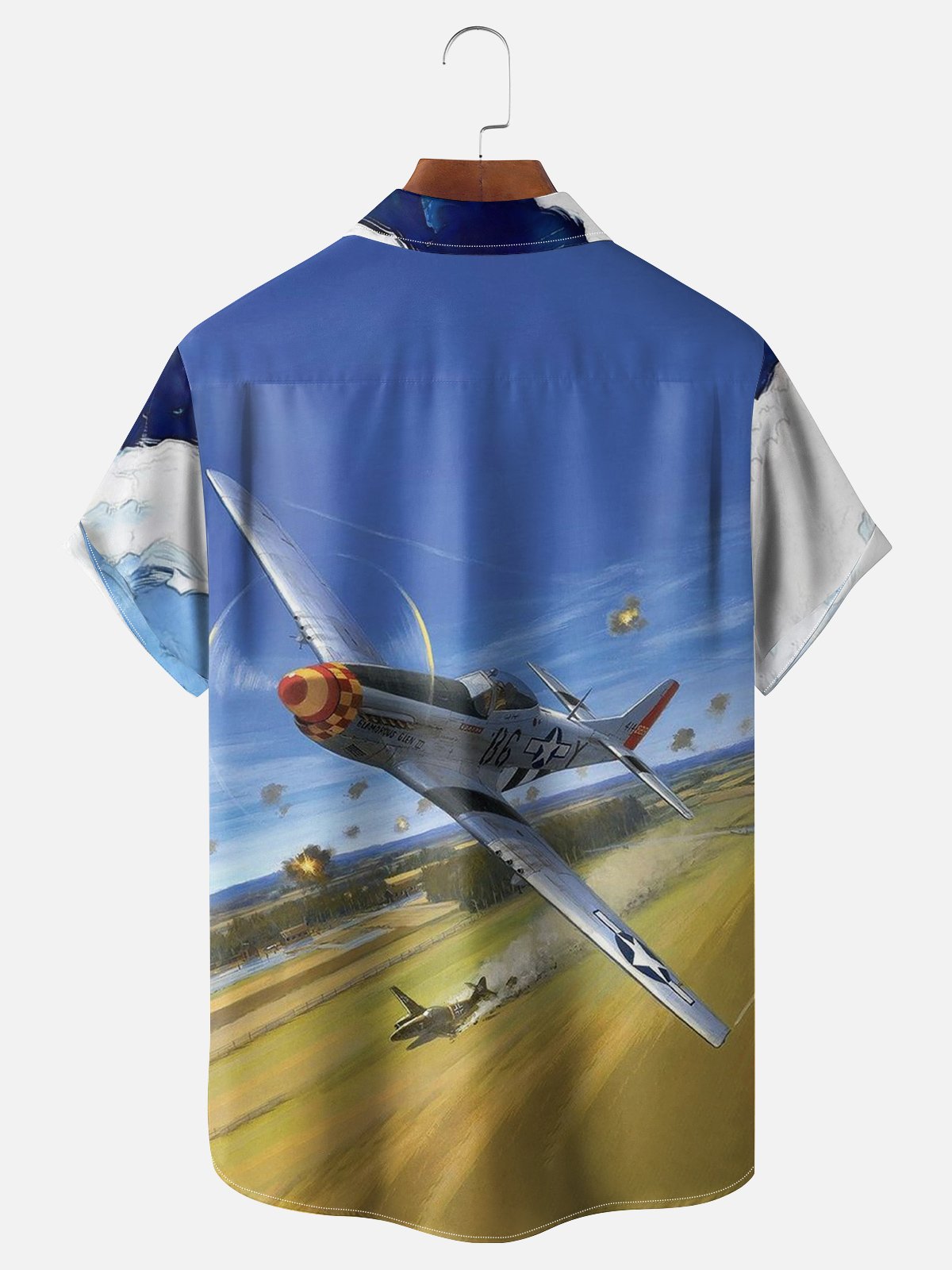 Moisture-Wicking Fighter Painting Chest Pocket Hawaiian Shirt