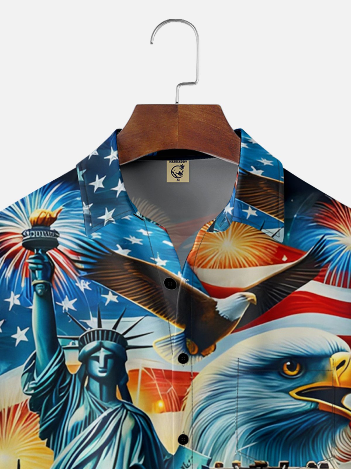 Moisture-wicking USA Independence Day Chest Pocket Hawaiian Shirt