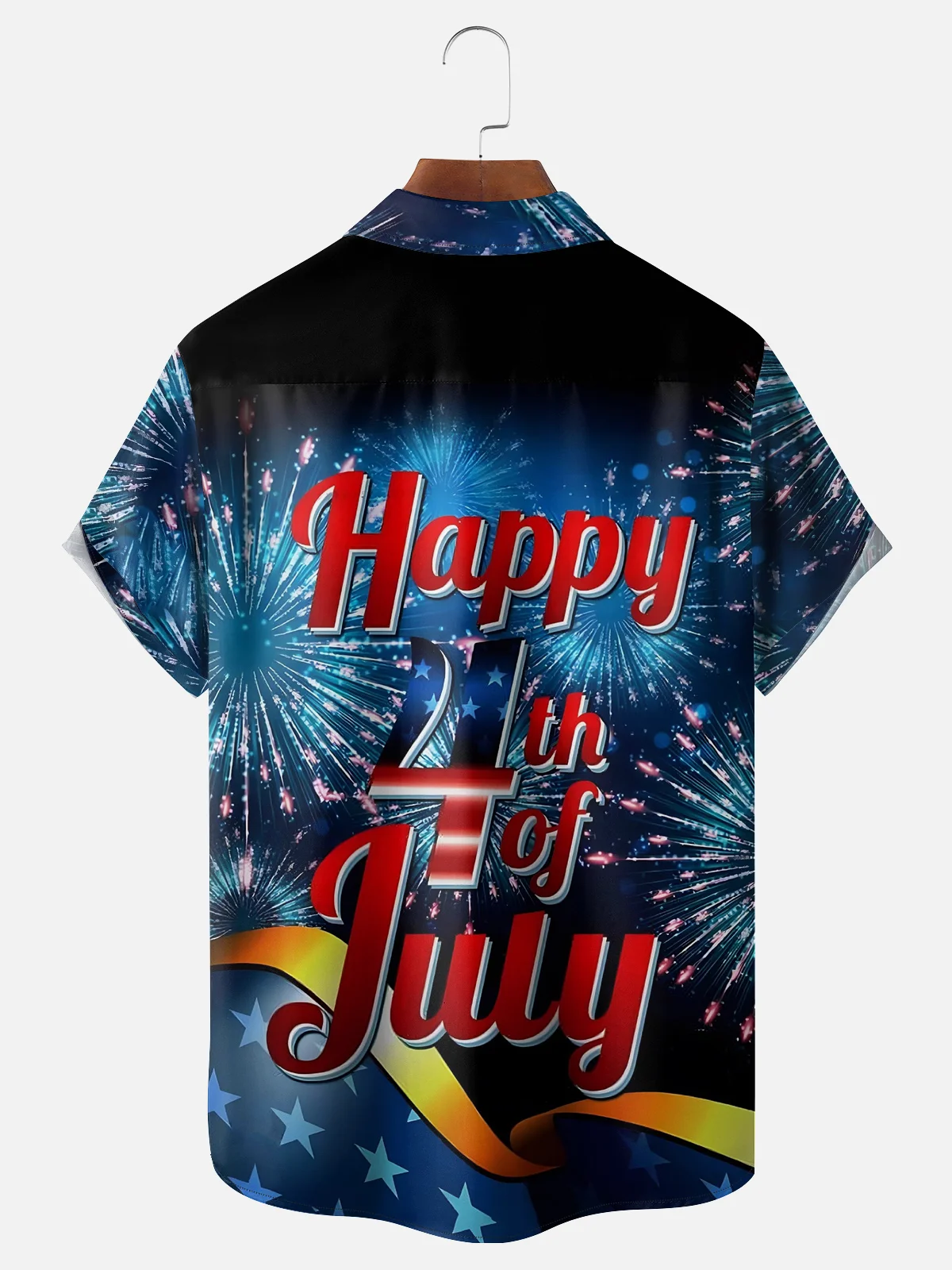 Moisture-wicking USA Independence Day Chest Pocket Hawaiian Shirt