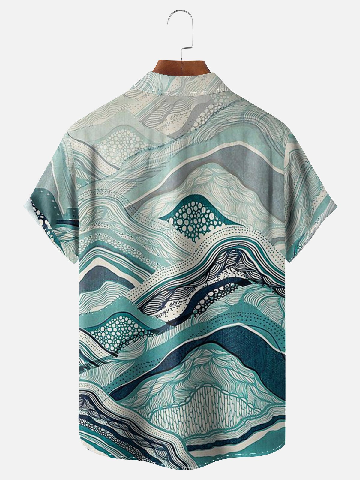 Moisture-wicking Wave Abstract Art Chest Pocket Hawaiian Shirt