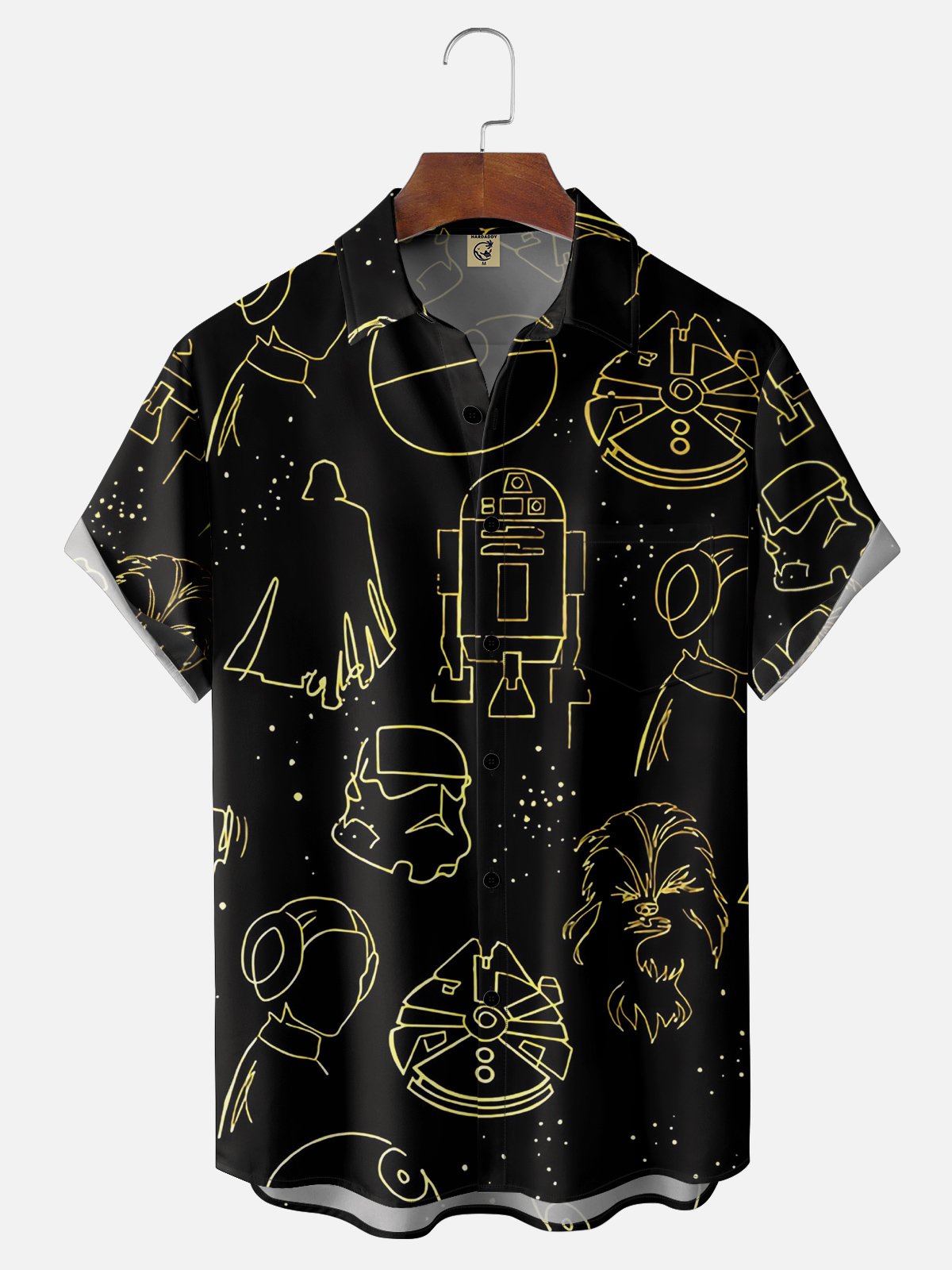 Moisture-wicking Abstract Art Chest Pocket Hawaiian Shirt