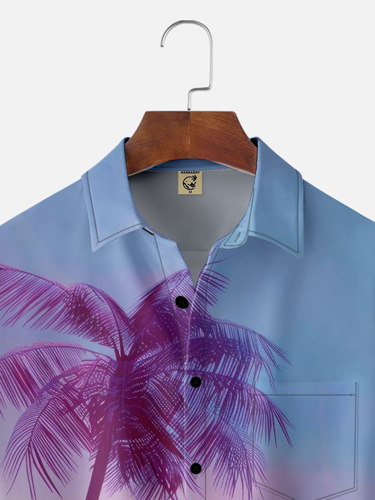 Moisture-wicking Coconut Tree Chest Pocket Hawaiian Shirt