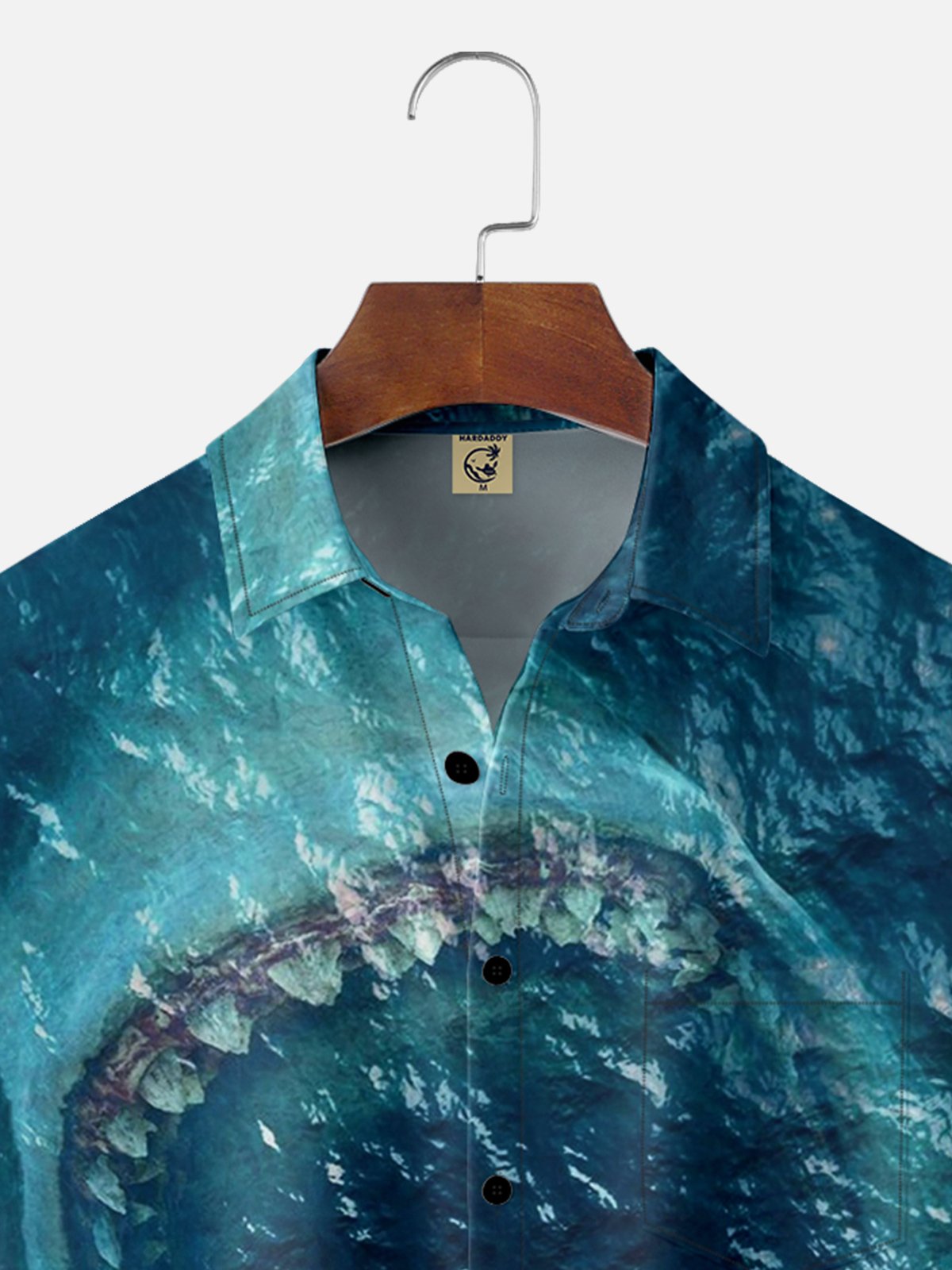 Moisture-wicking Deep Sea Megalodon Chest Pocket Hawaiian Shirt