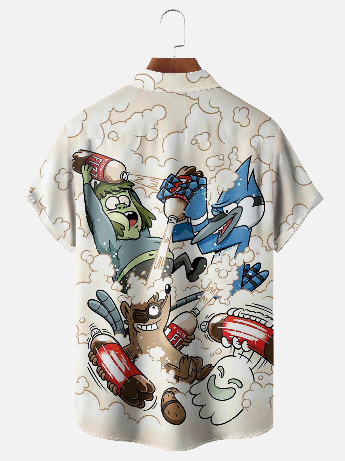 Moisture-wicking Cartoon Chest Pocket Hawaiian Shirt