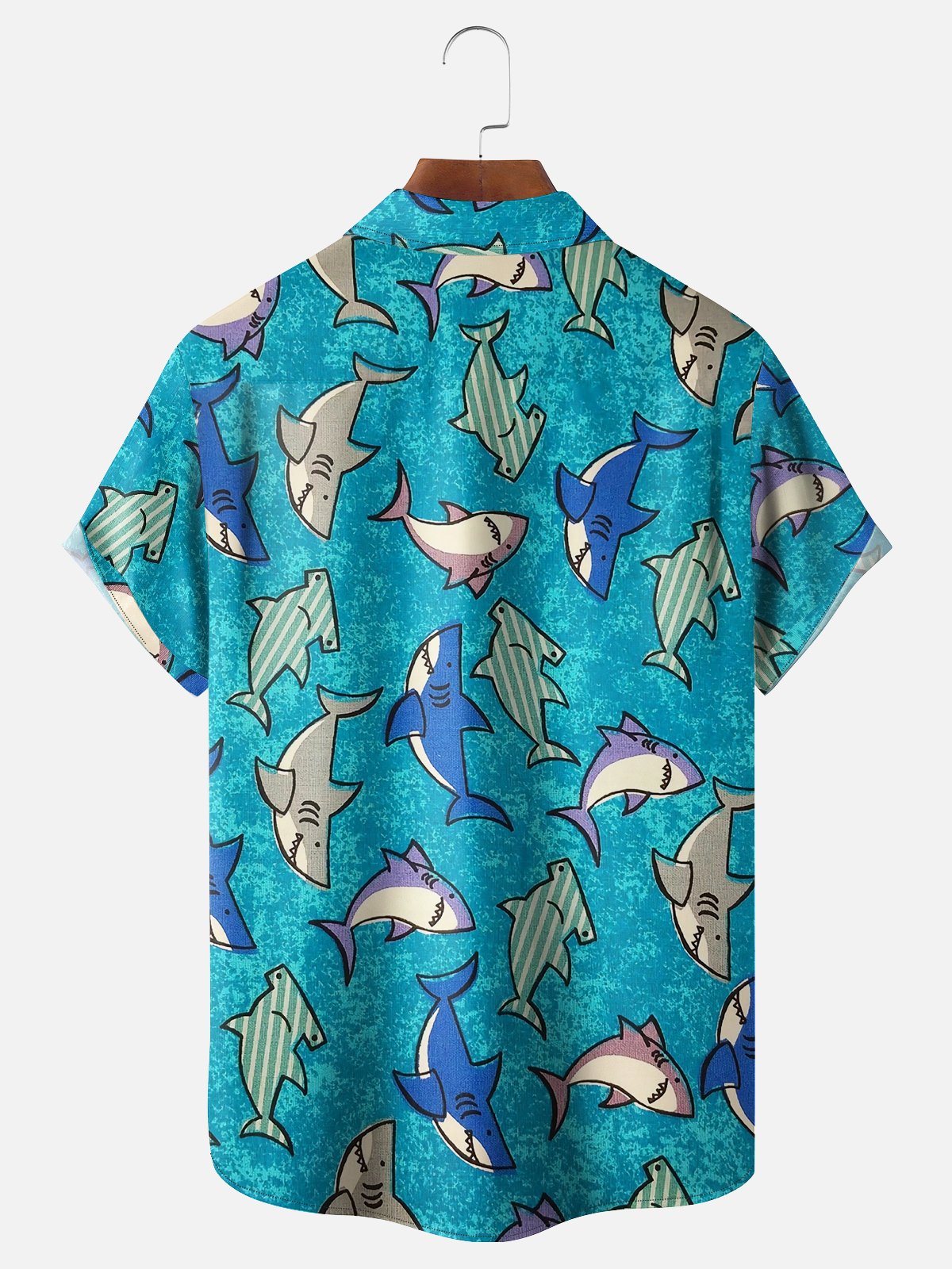 Moisture-wicking Shark Chest Pocket Hawaiian Shirt