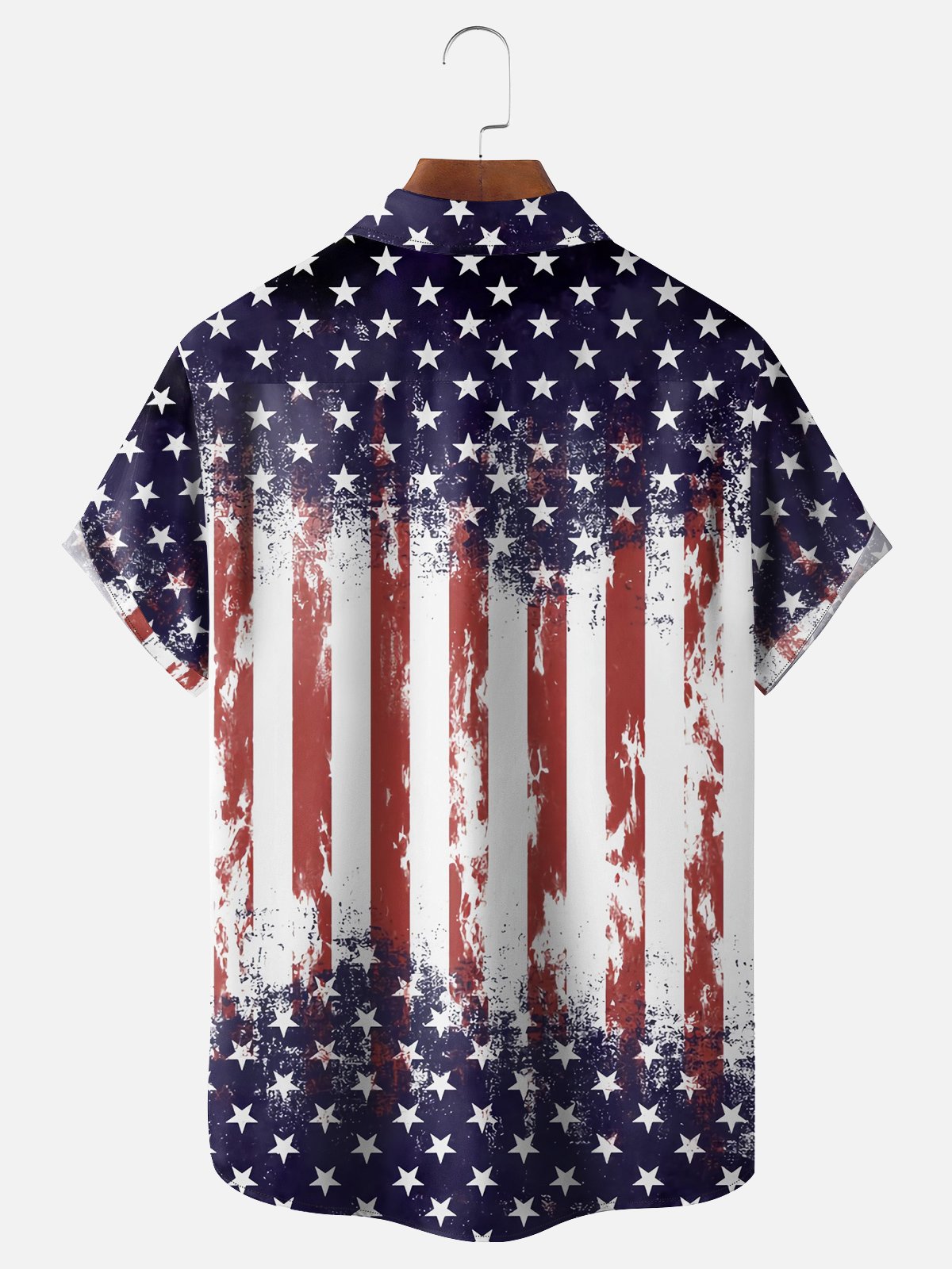 Moisture-wicking American Flag Chest Pocket Hawaiian Shirt