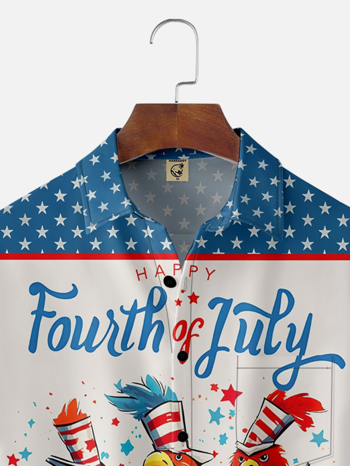 Moisture-wicking USA Independence Day Chest Pocket Hawaiian Shirt