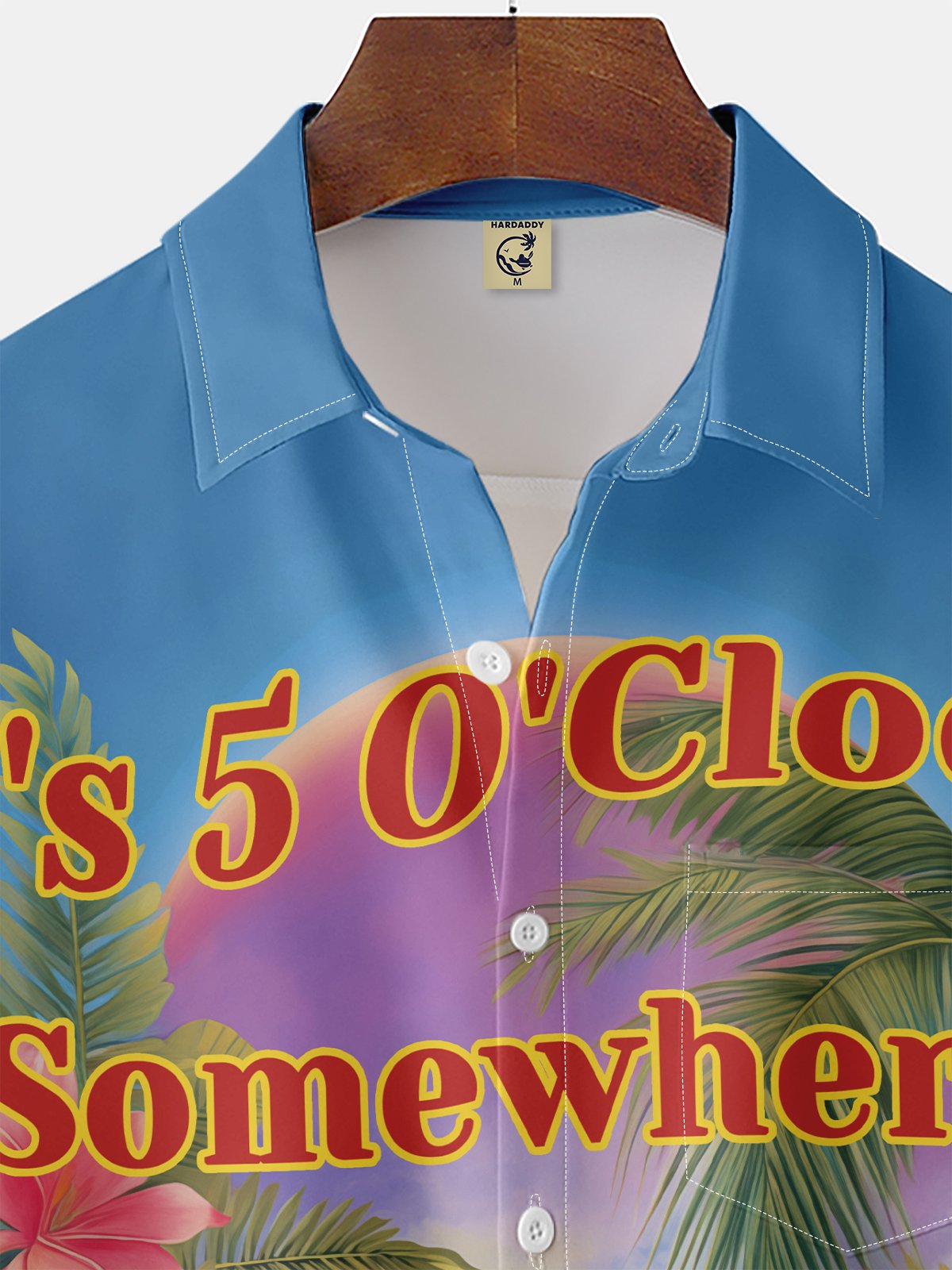 Moisture-wicking 5 Clock Parrot Chest Pocket Hawaiian Shirt