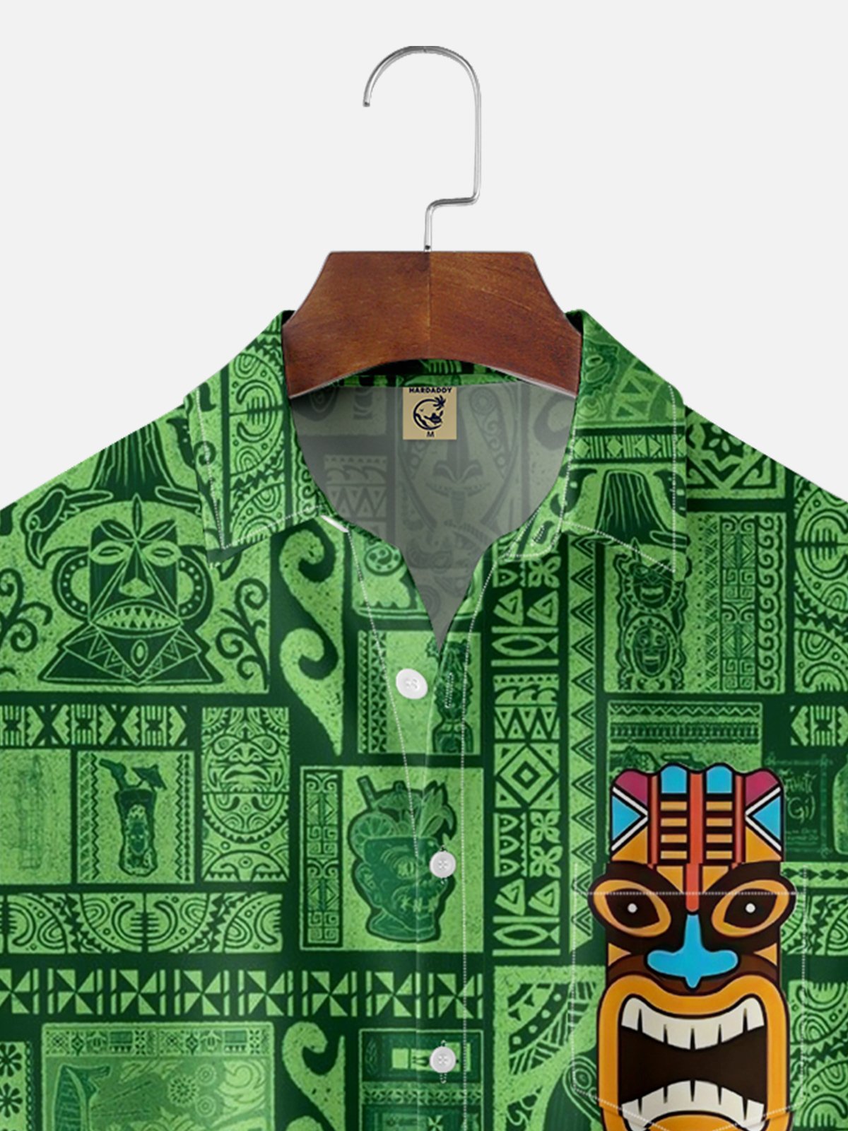 Moisture-wicking Tiki Art Painting Chest Pocket Hawaiian Shirt