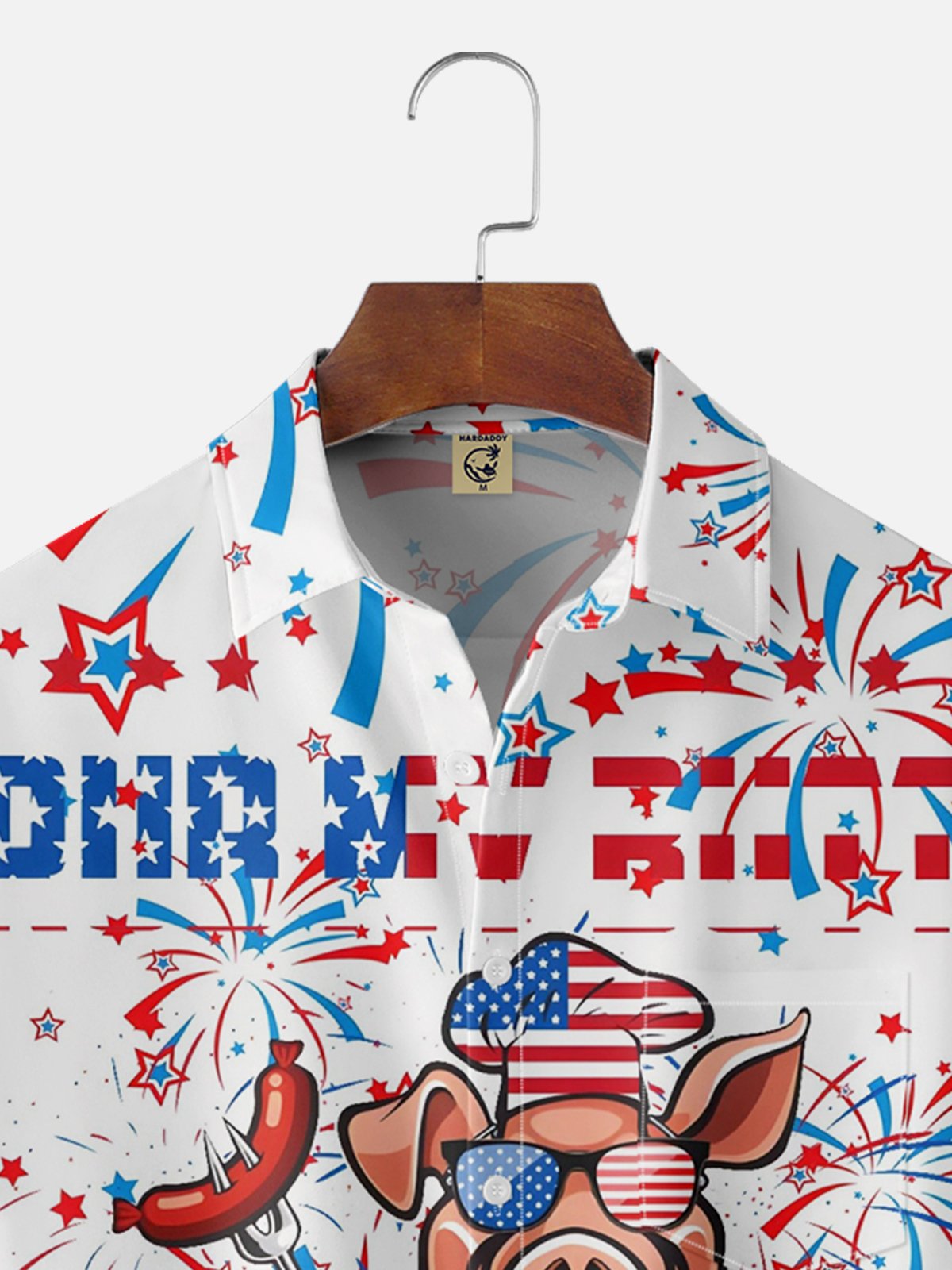 Moisture-wicking USA Independence Day Chest Pocket Hawaiian Shirt