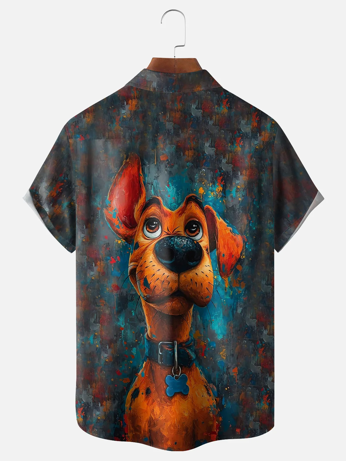 Moisture-wicking Art Dog Chest Pocket Hawaiian Shirt