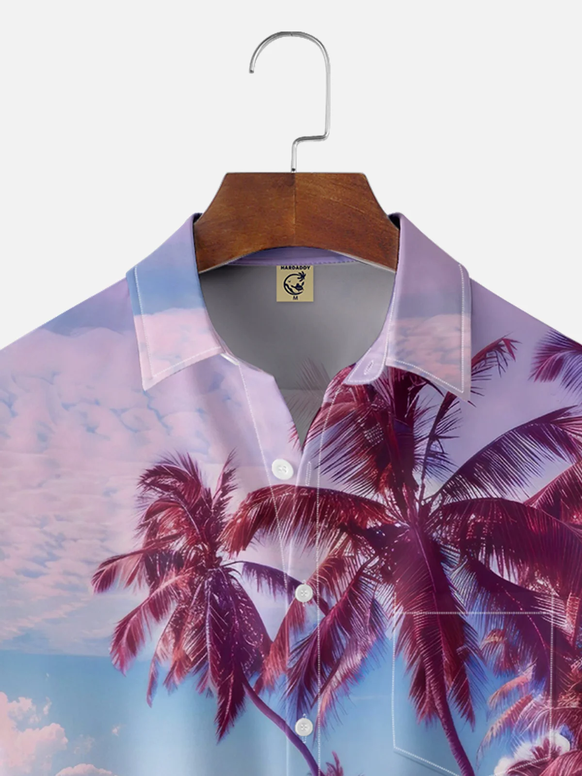 Moisture-wicking Coconut Trees Beach Chest Pocket Hawaiian Shirt