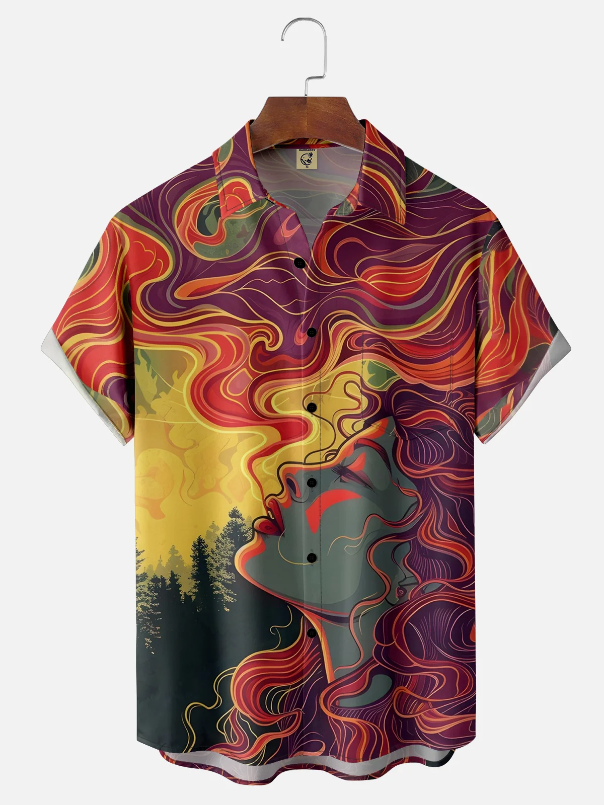 Moisture-wicking Abstract Art Chest Pocket Hawaiian Shirt