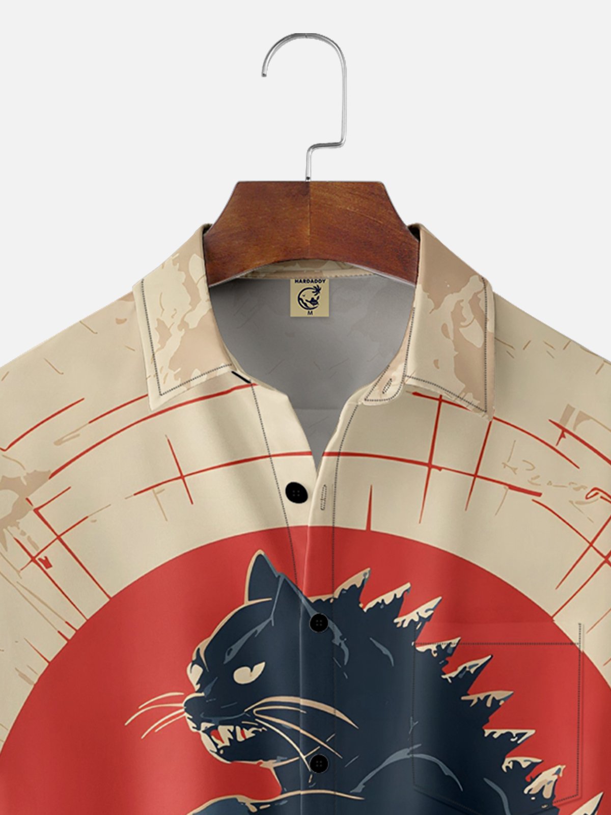 Moisture-wicking Ukiyo-e Cat Chest Pocket Hawaiian Shirt