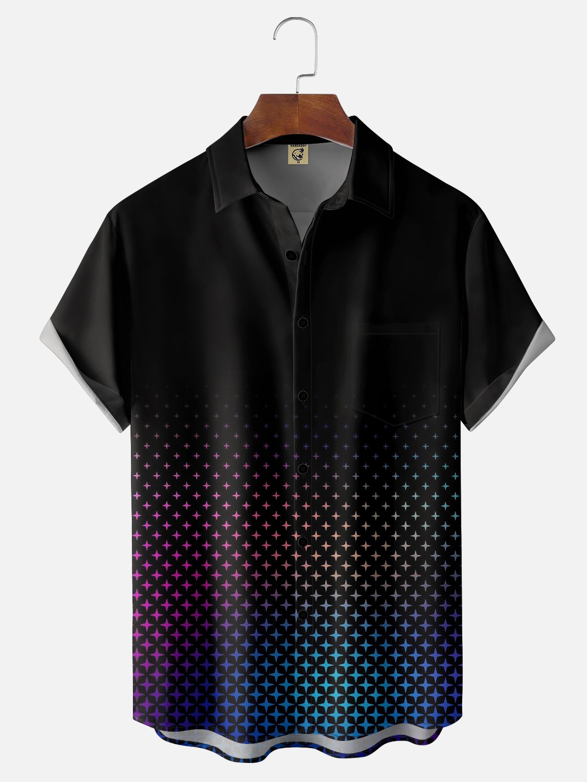 Moisture-Wicking Geometric Gradient Check Hawaiian Shirt