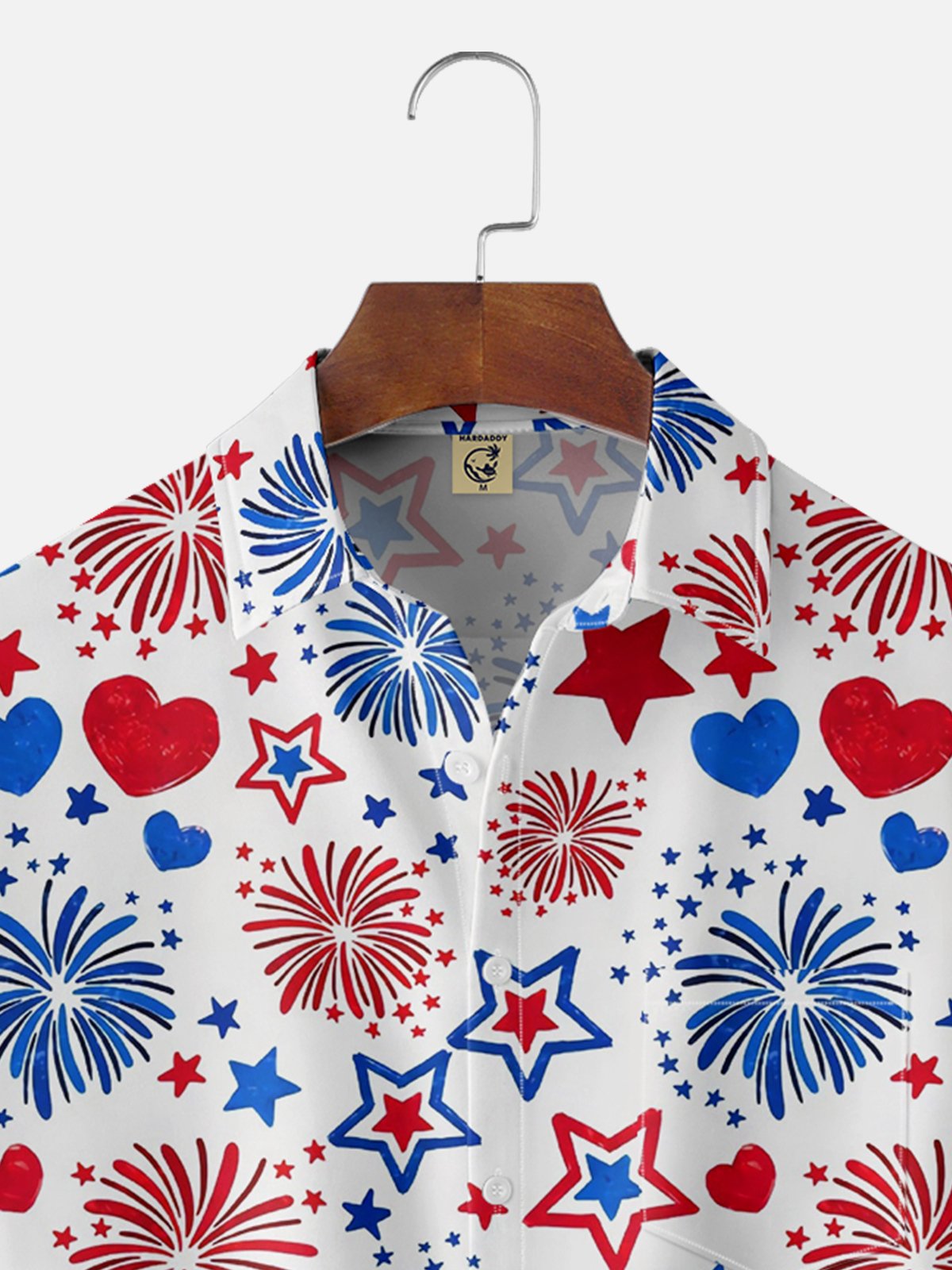 Moisture-wicking American Flag Chest Pocket Hawaiian Shirt