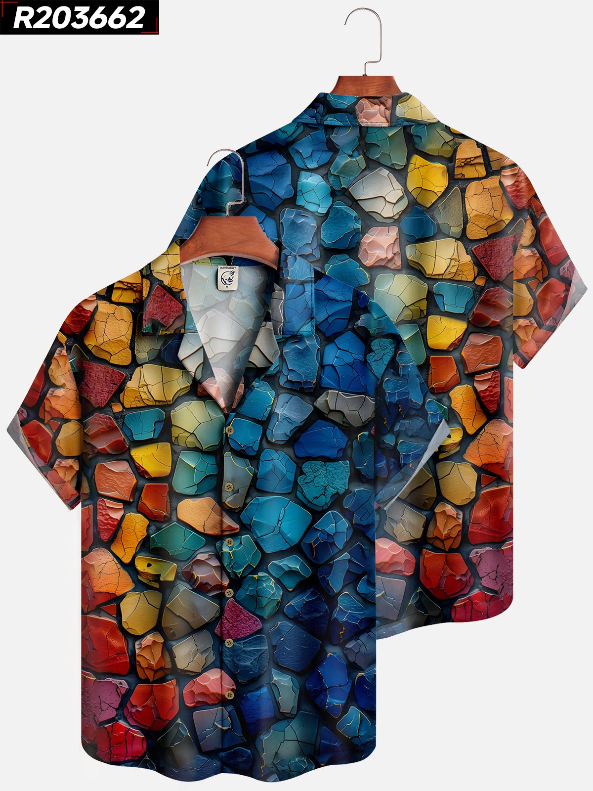 Moisture-wicking Colorful Rock Illustration Hawaiian Shirt