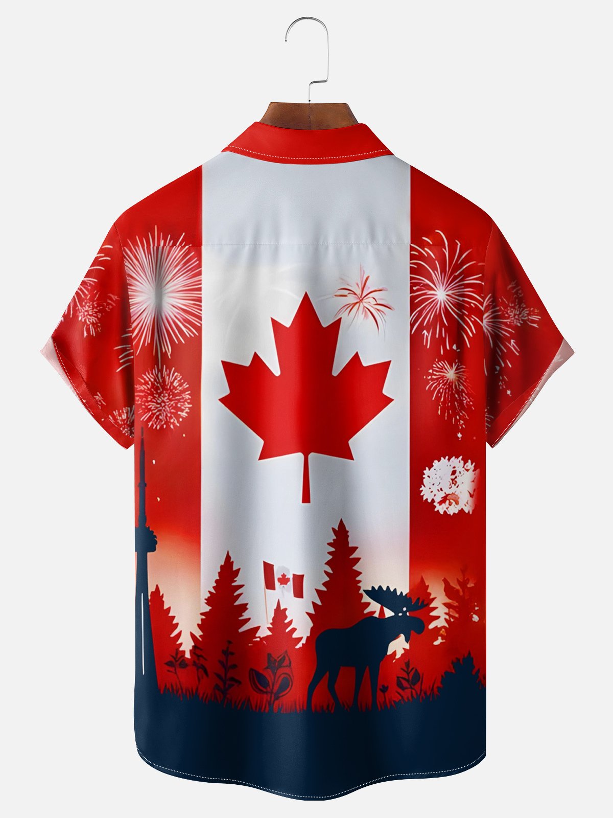 Moisture-wicking Canada Day Chest Pocket Hawaiian Shirt