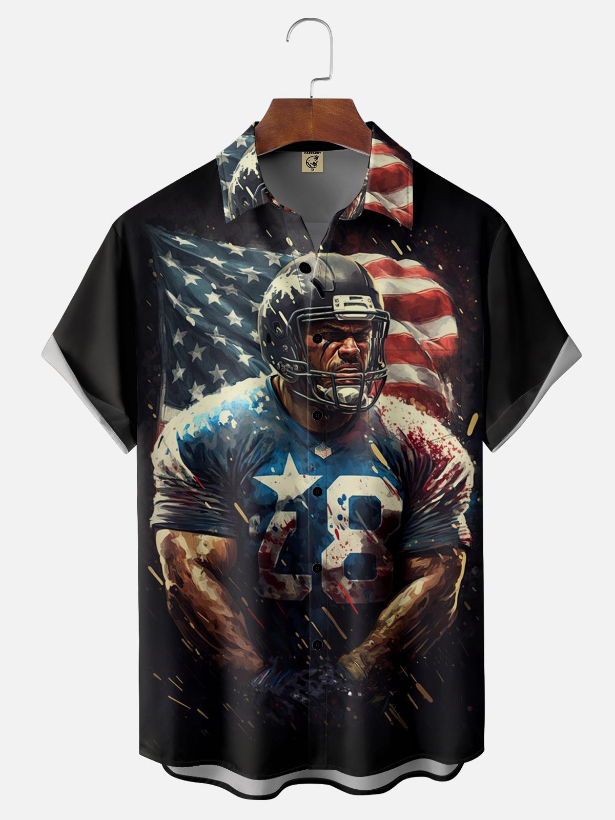 Moisture-wicking American Flag And Athlete Chest Pocket Hawaiian Shirt