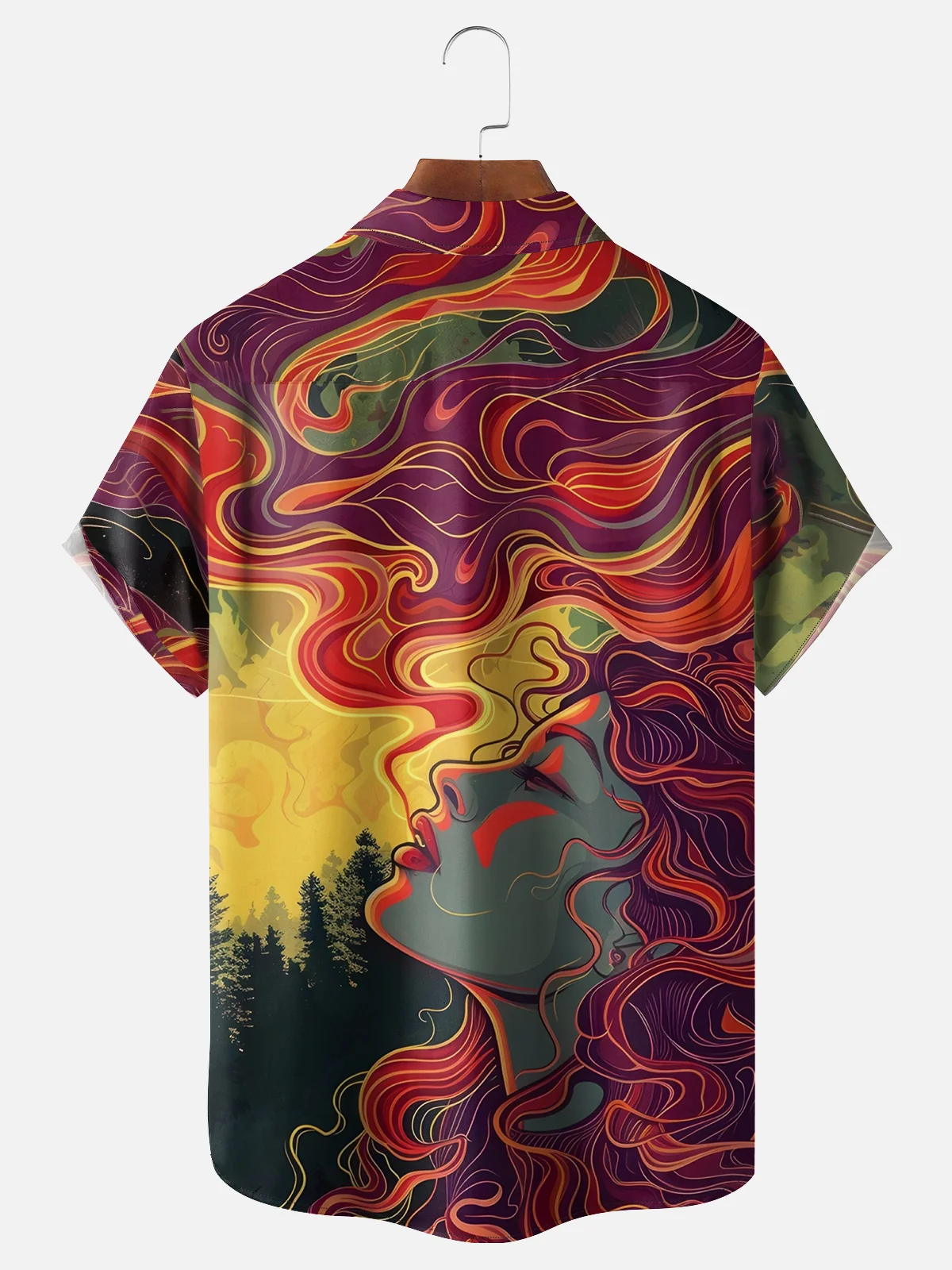 Moisture-wicking Abstract Art Chest Pocket Hawaiian Shirt