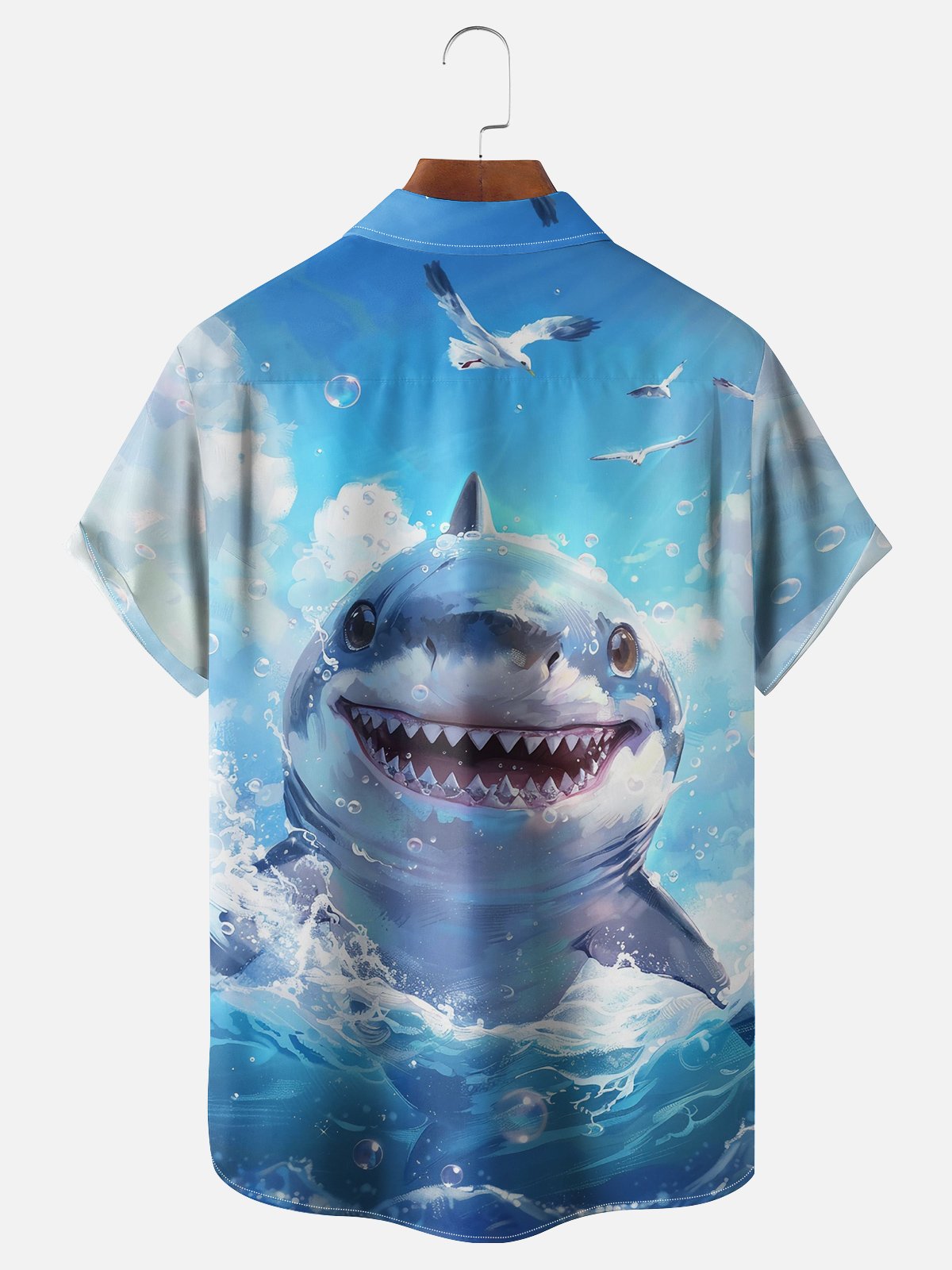 Moisture Wicking Shark Surf Hawaiian Shirt