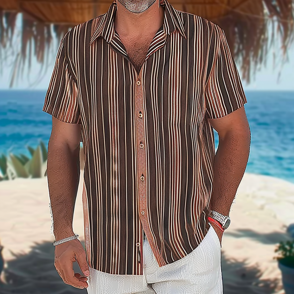 Moisture-wicking Breathable Striped Resort Shirt