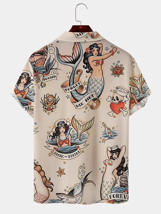 Tall Size Moisture-wicking Mermaid Camp Shirt