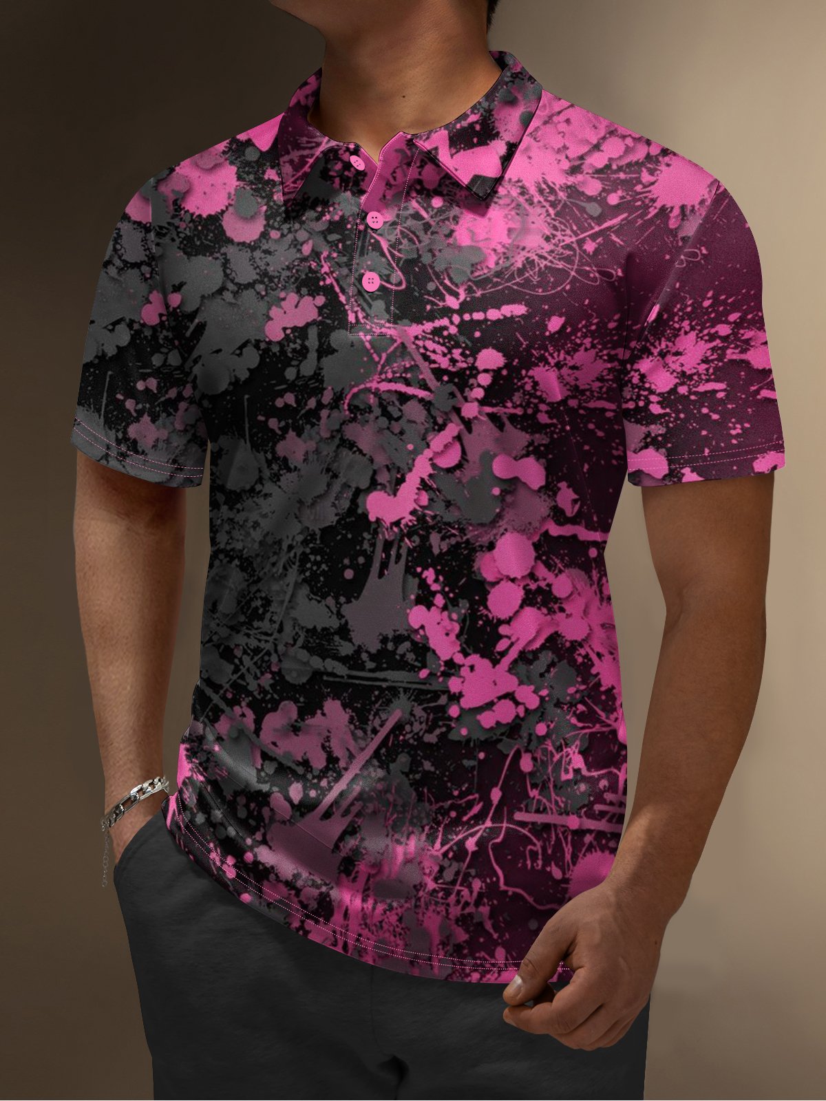 Moisture Wicking Golf Polo 3D Gradient Color Abstract Geometric