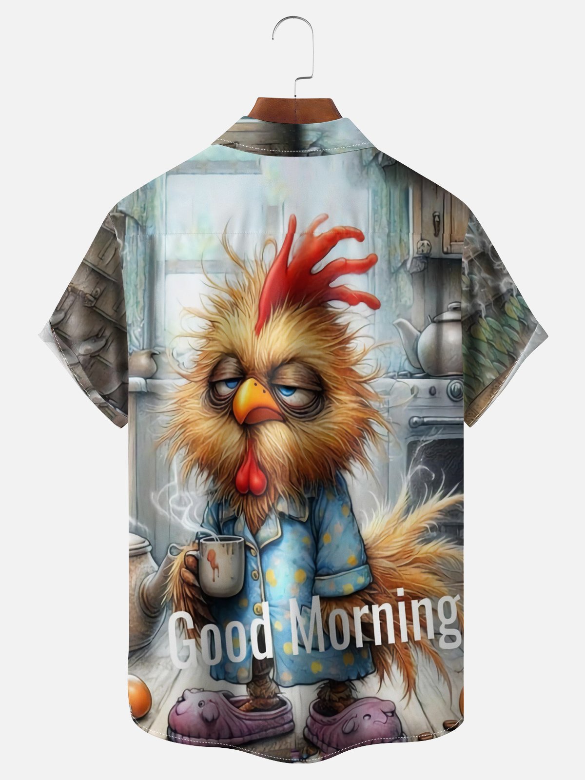 Moisture Wicking Good Morning Funny Chicken Hawaiian Shirt