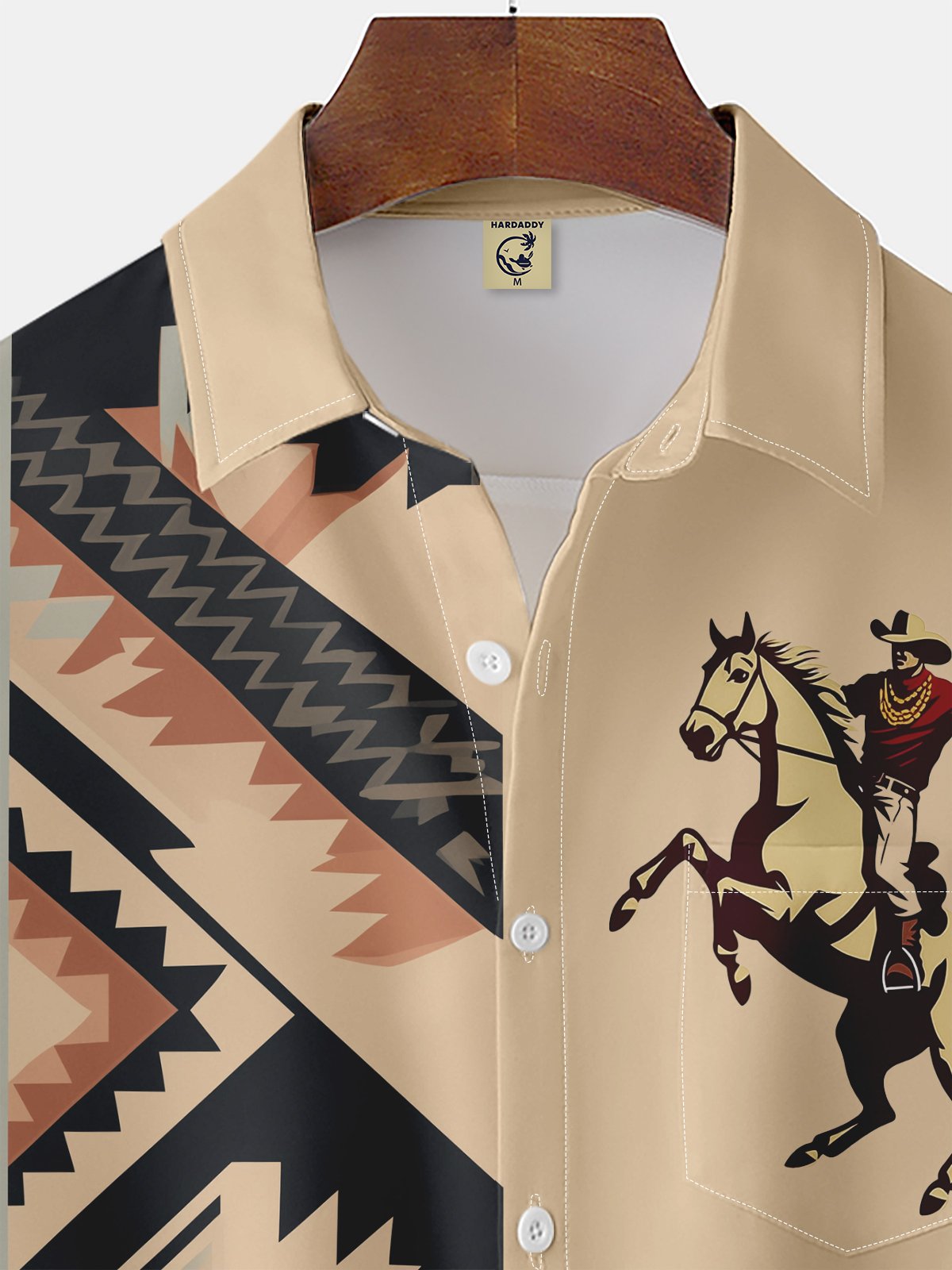 Moisture-wicking Western Cowboy Ethnic Chest Pocket Bowling Shirt