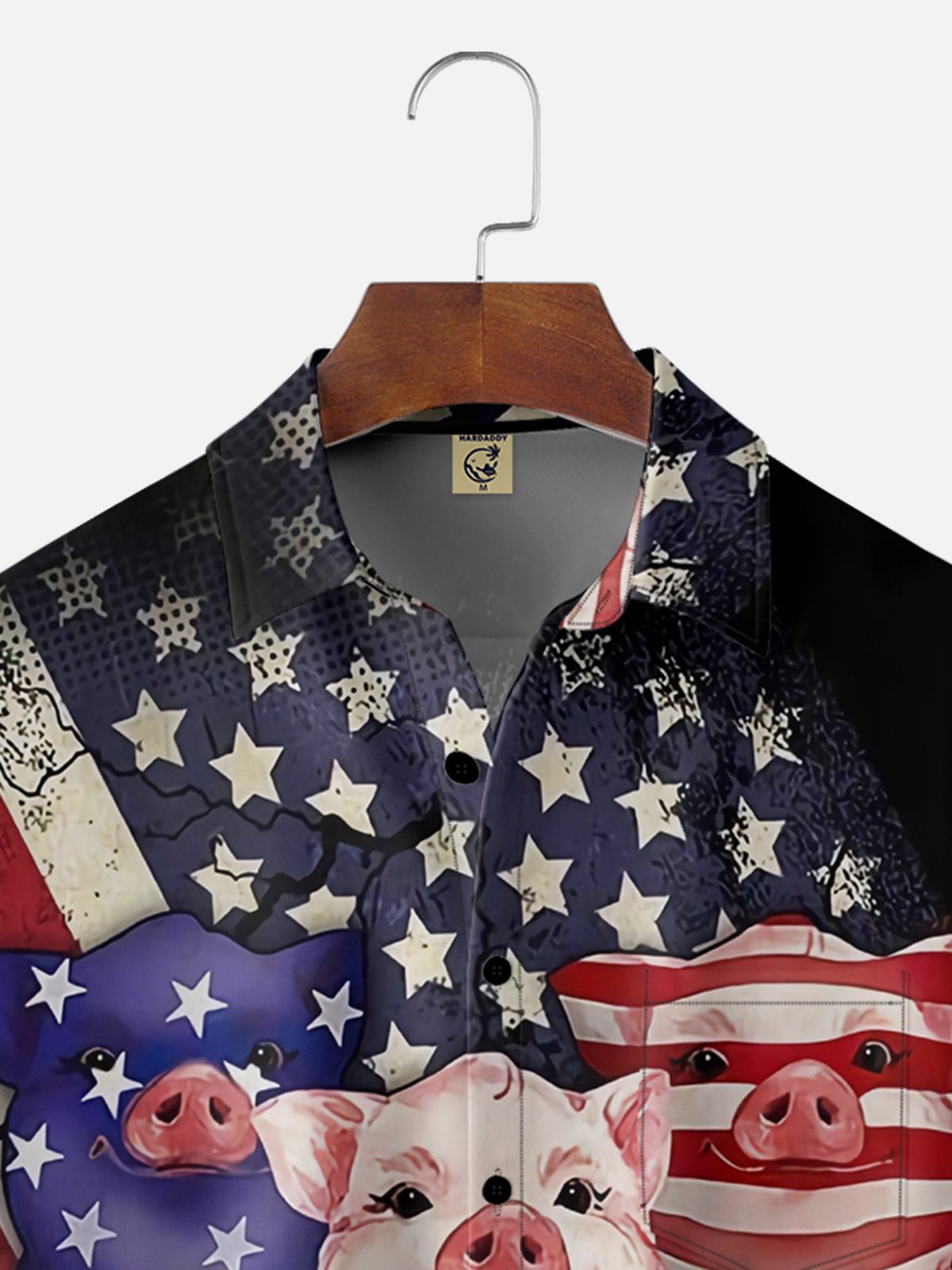 Moisture Wicking American Flag Pig Hawaiian Shirt