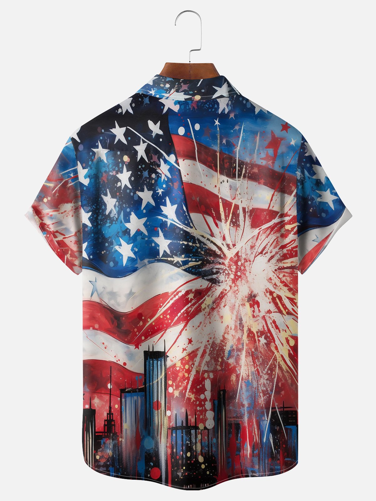 Moisture Wicking American Flag Hawaiian Shirt