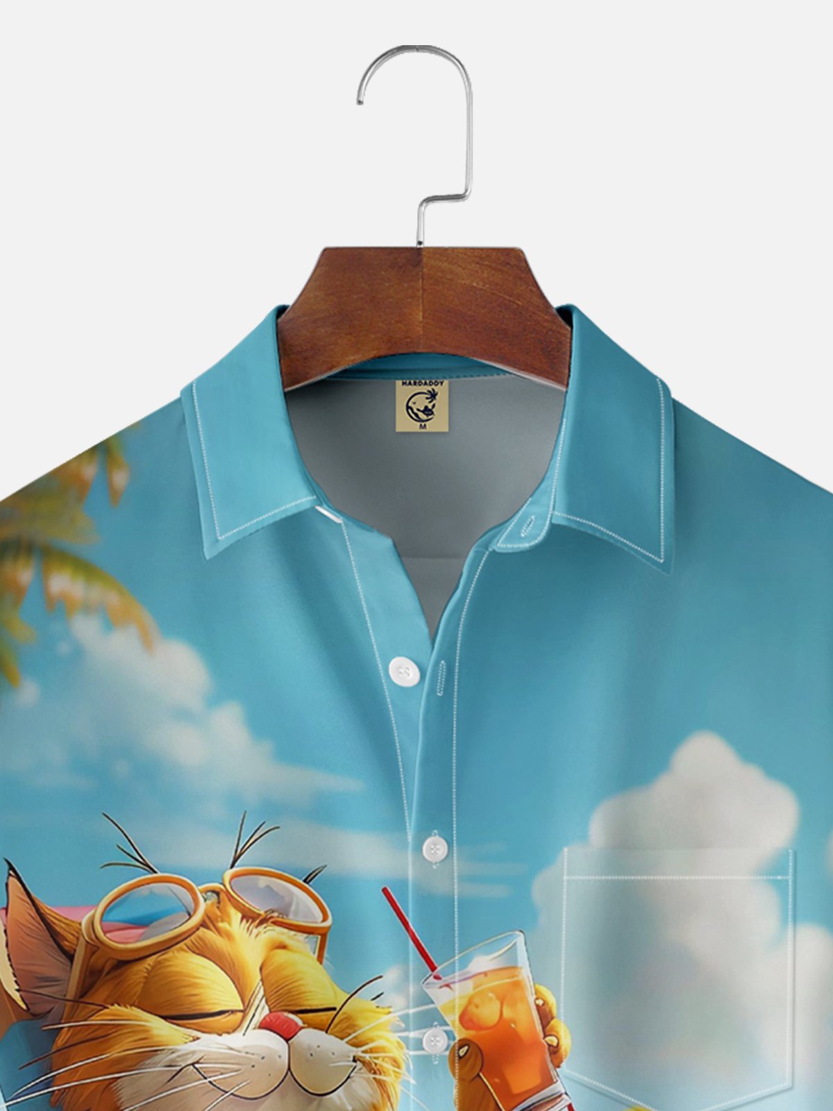 Moisture Wicking Vacation Cafe Cat Hawaiian Shirt