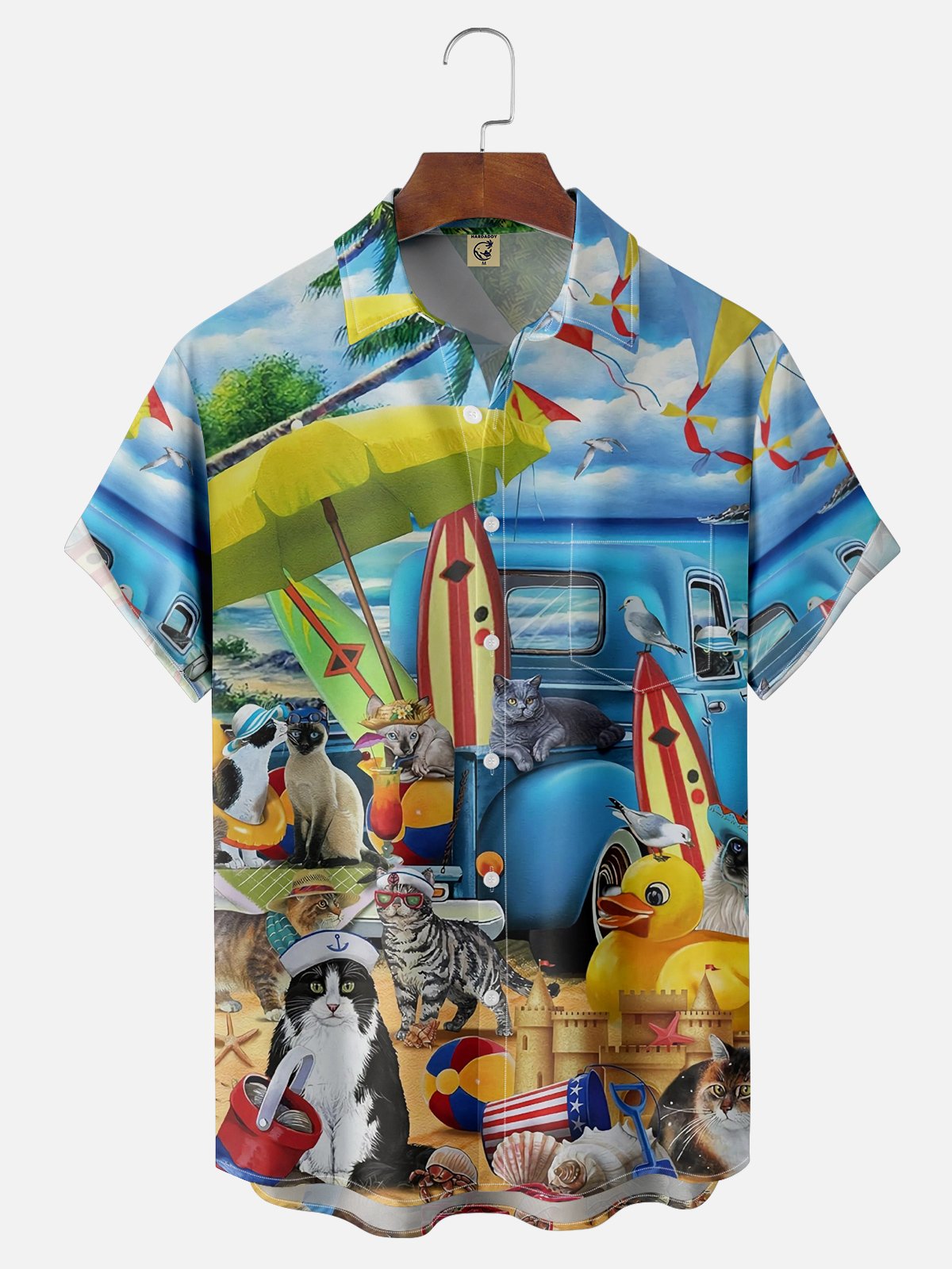 Moisture Wicking Cat Vacation Hawaiian Shirt