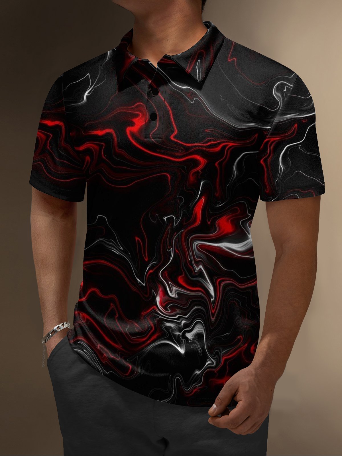 Moisture Wicking Golf Polo 3D Gradient Color Abstract Stripes