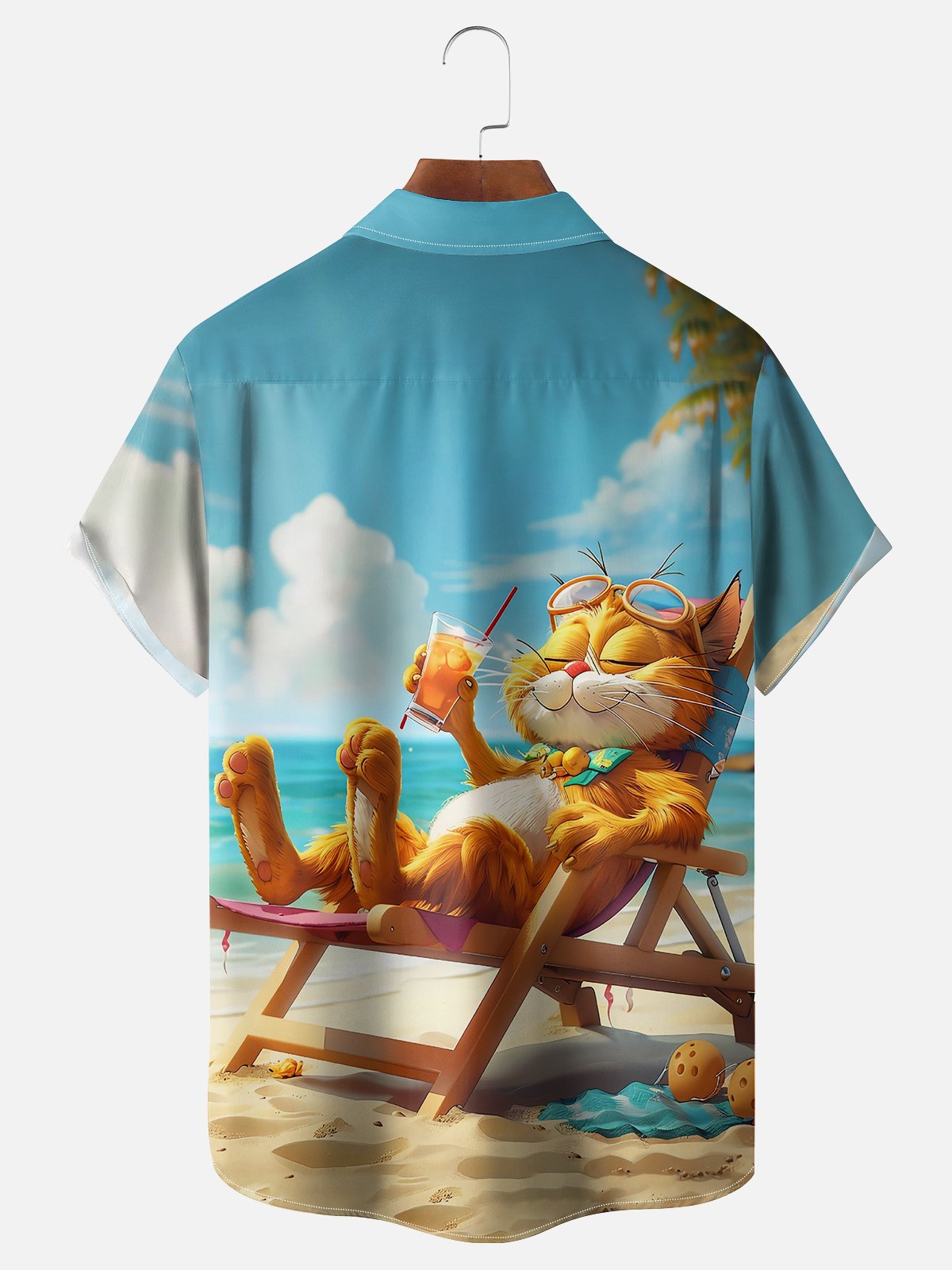 Moisture Wicking Vacation Cafe Cat Hawaiian Shirt