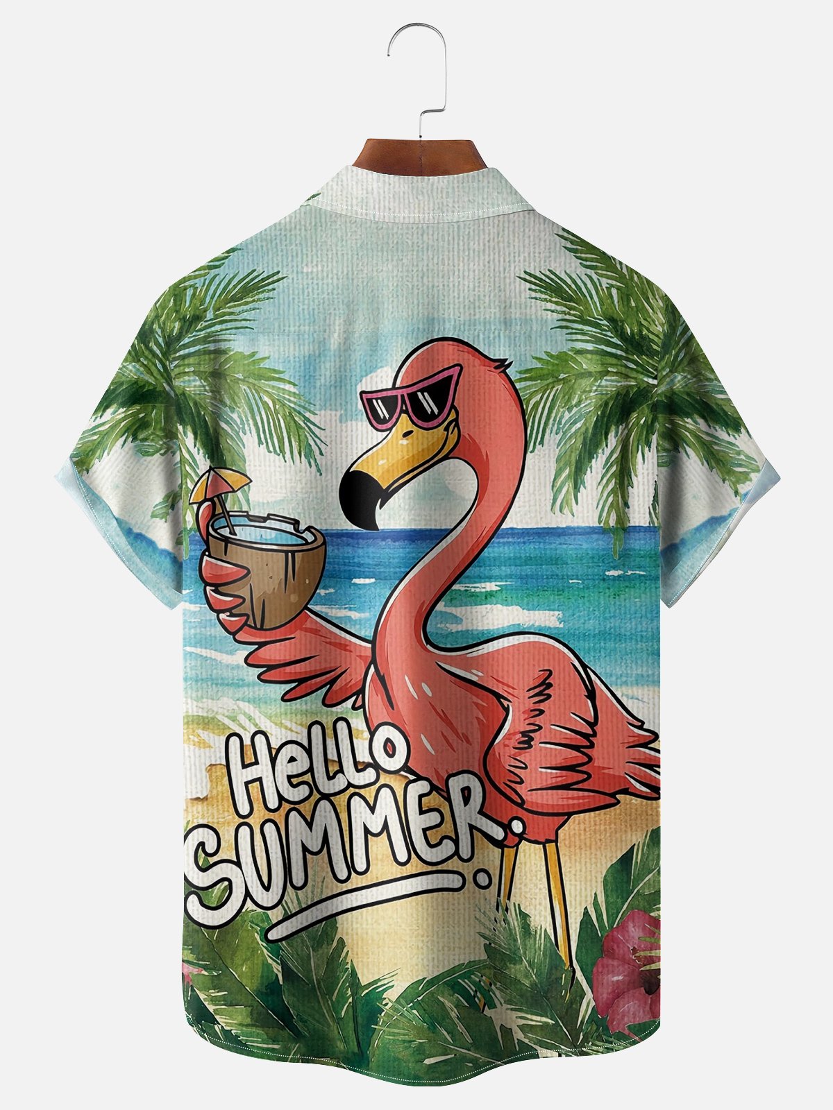 Moisture Wicking Flamingo Hawaiian Shirt