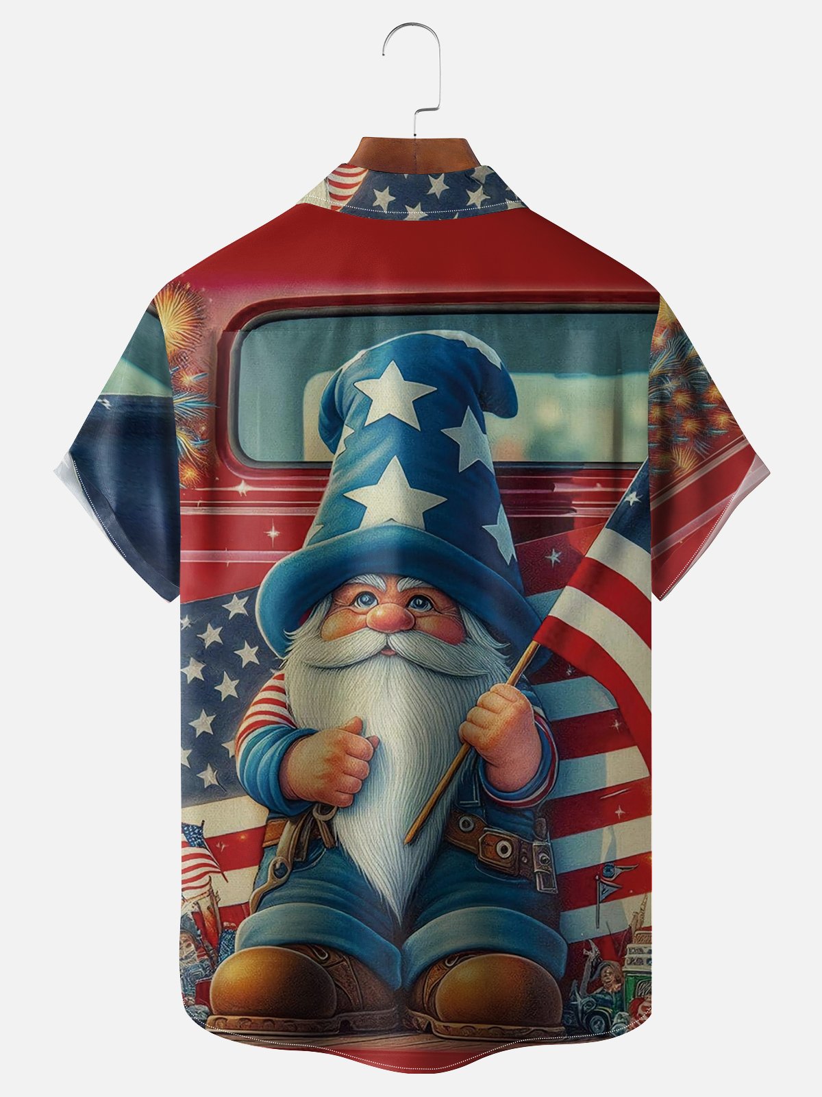 Moisture Wicking American Flag Gnome Hawaiian Shirt