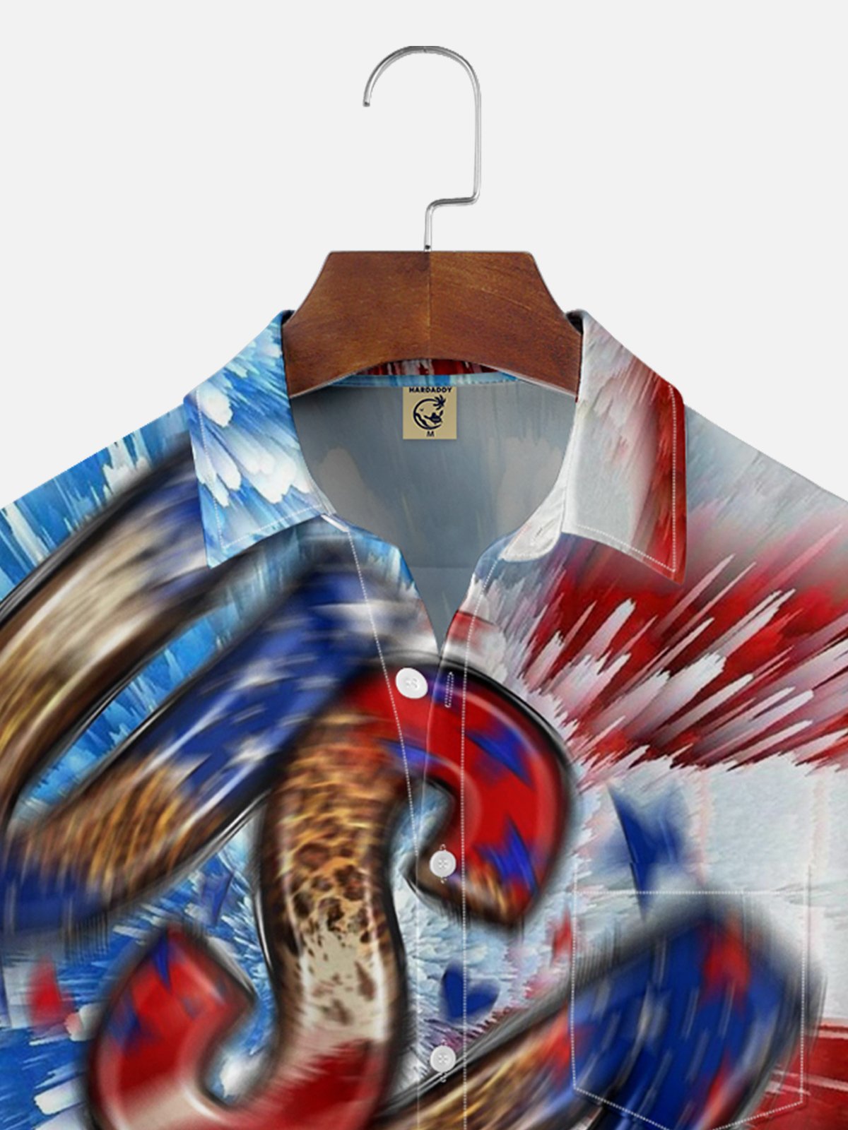 Moisture-wicking American Flag Art Effect Chest Pocket Hawaiian Shirt