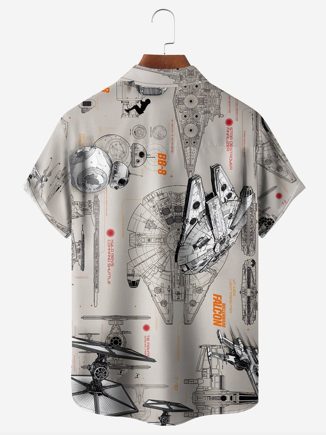 Tall Size Moisture-wicking Flying Machine Chest Pocket Hawaiian Shirt